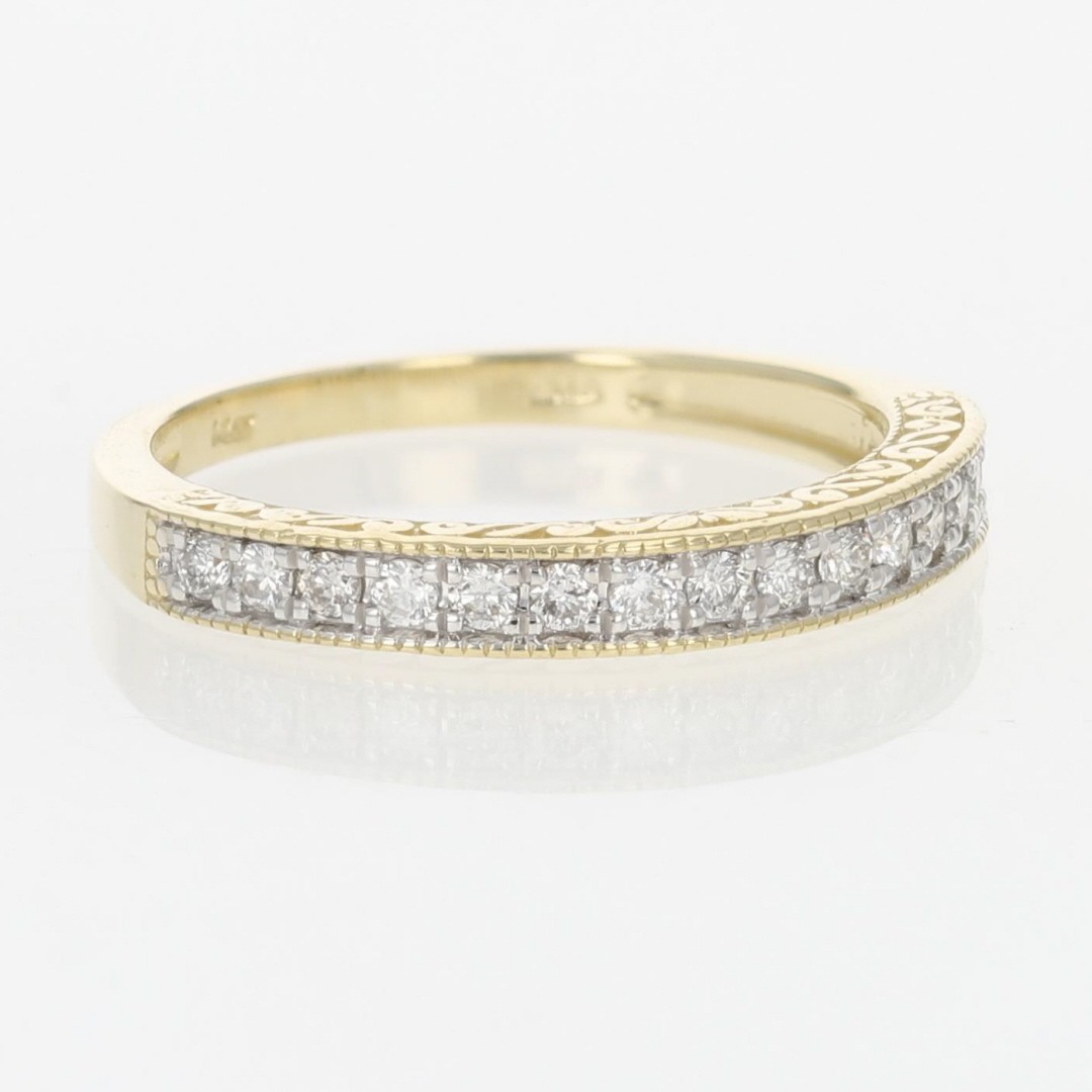 .17ctw Diamond Pavé Milgrain Scroll Wedding Band Ring 14k Yellow Gold Size 5