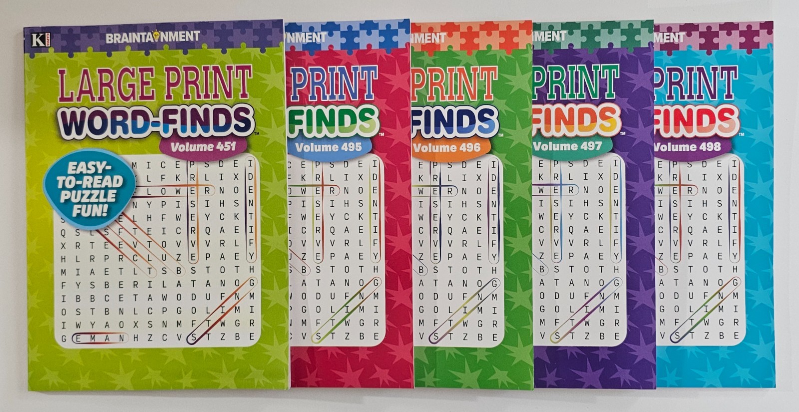 5 New Large Print Word-Finds Puzzle Books Kappa Games Vol# 451-498 ~ Search,Hunt