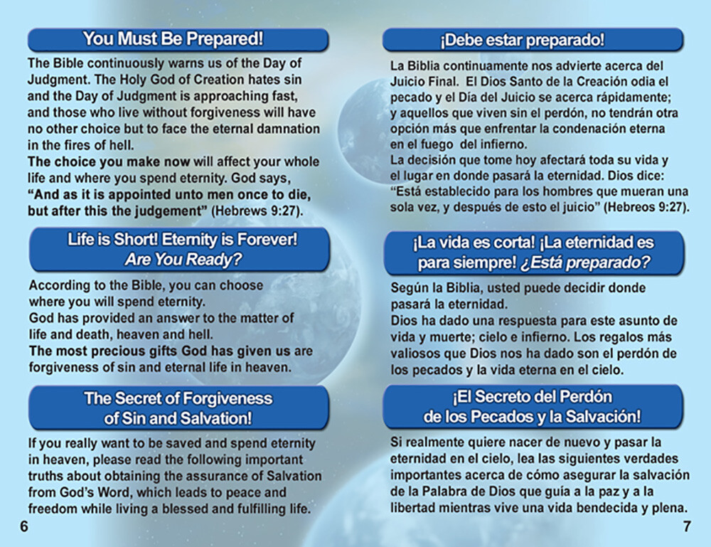 “ENGLISH & SPANISH Tracts, 20 Pages Each, Pack of 40 units, Powerful & Colorful