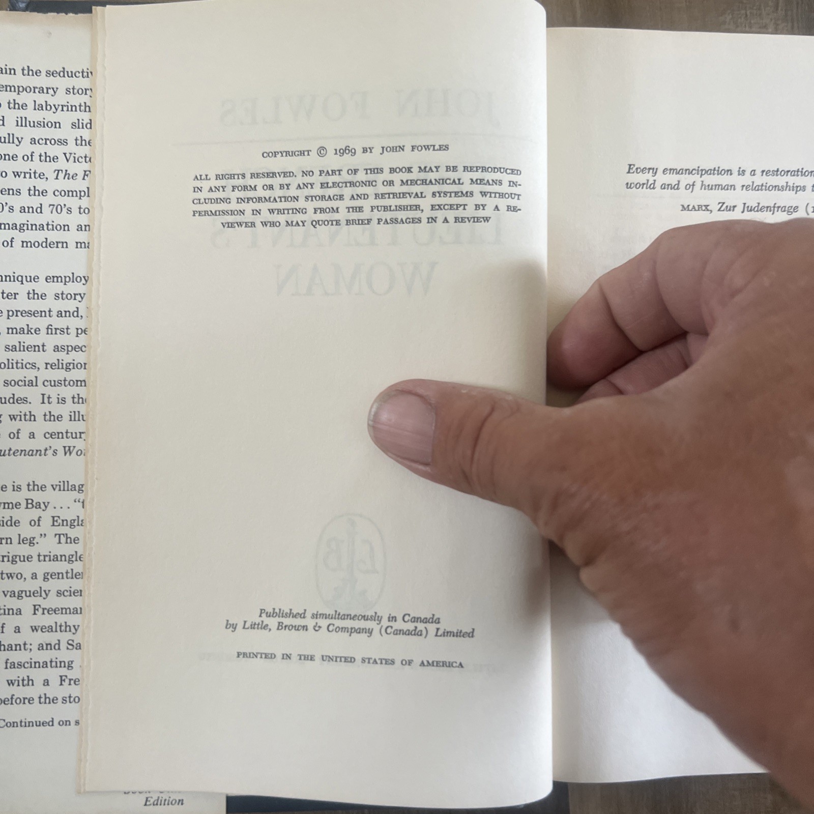 The French Lieutenant’s Woman by John Fowles 1969 1st Book Club Edition HCDJ