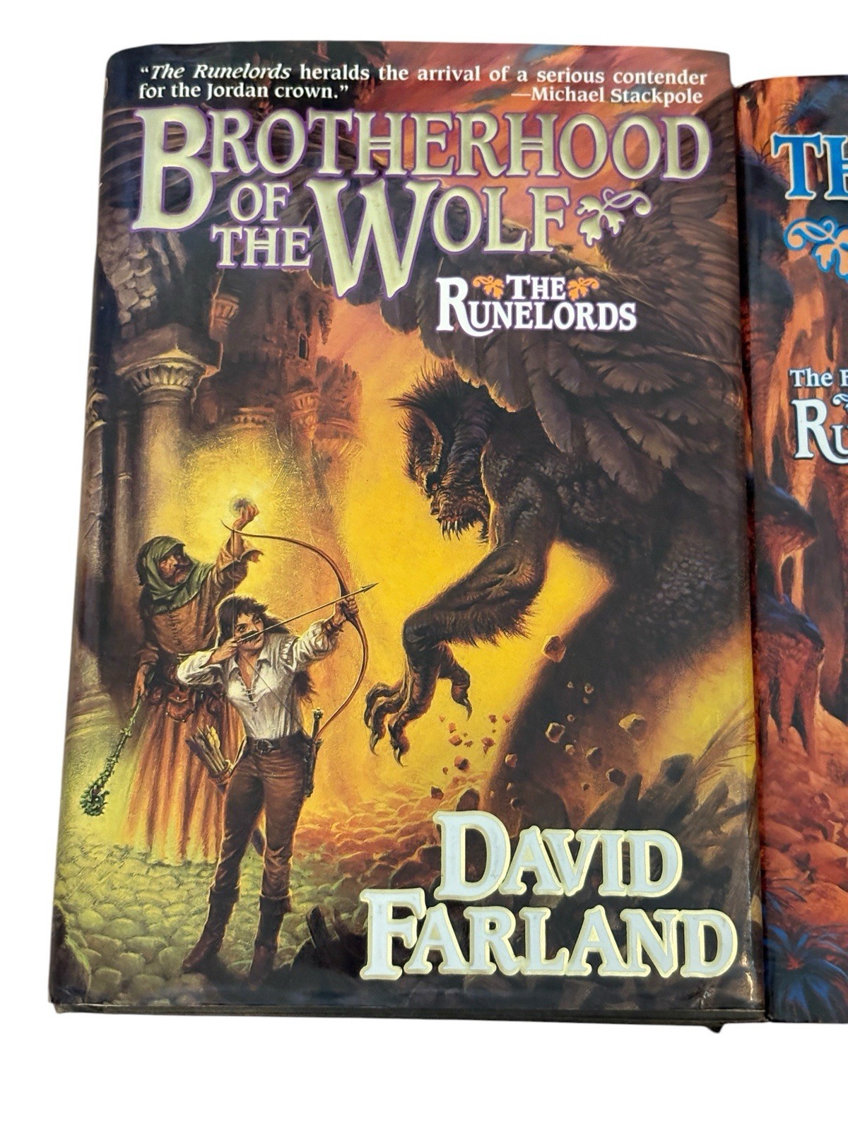 Lot 2 David Farland Runelords HC Brotherhood Wolf Lair Bones 1st Editions