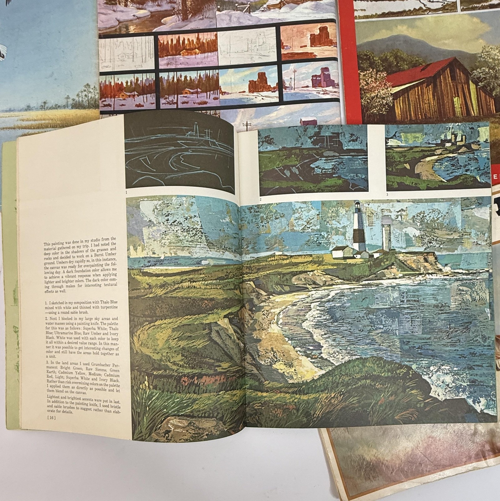 Vintage Walter T Foster Art Painting Instruction Book Lot Landscapes Seascapes