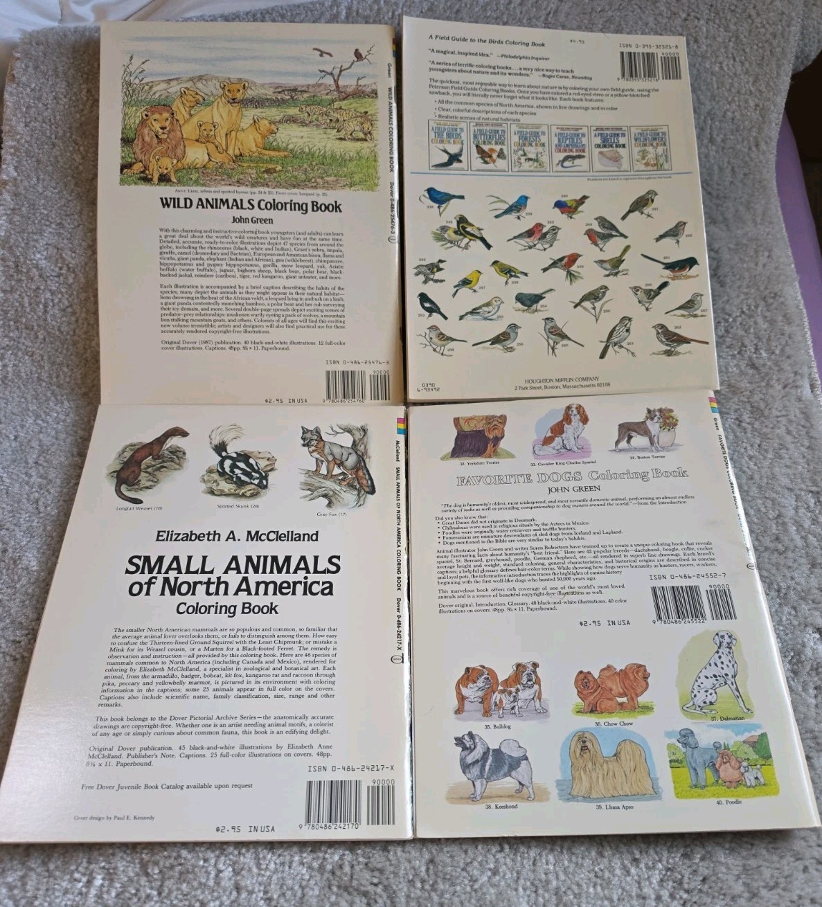 Vintage Lot Of 4 Coloring Books. Dover Publications. Houghton Mifflin Company