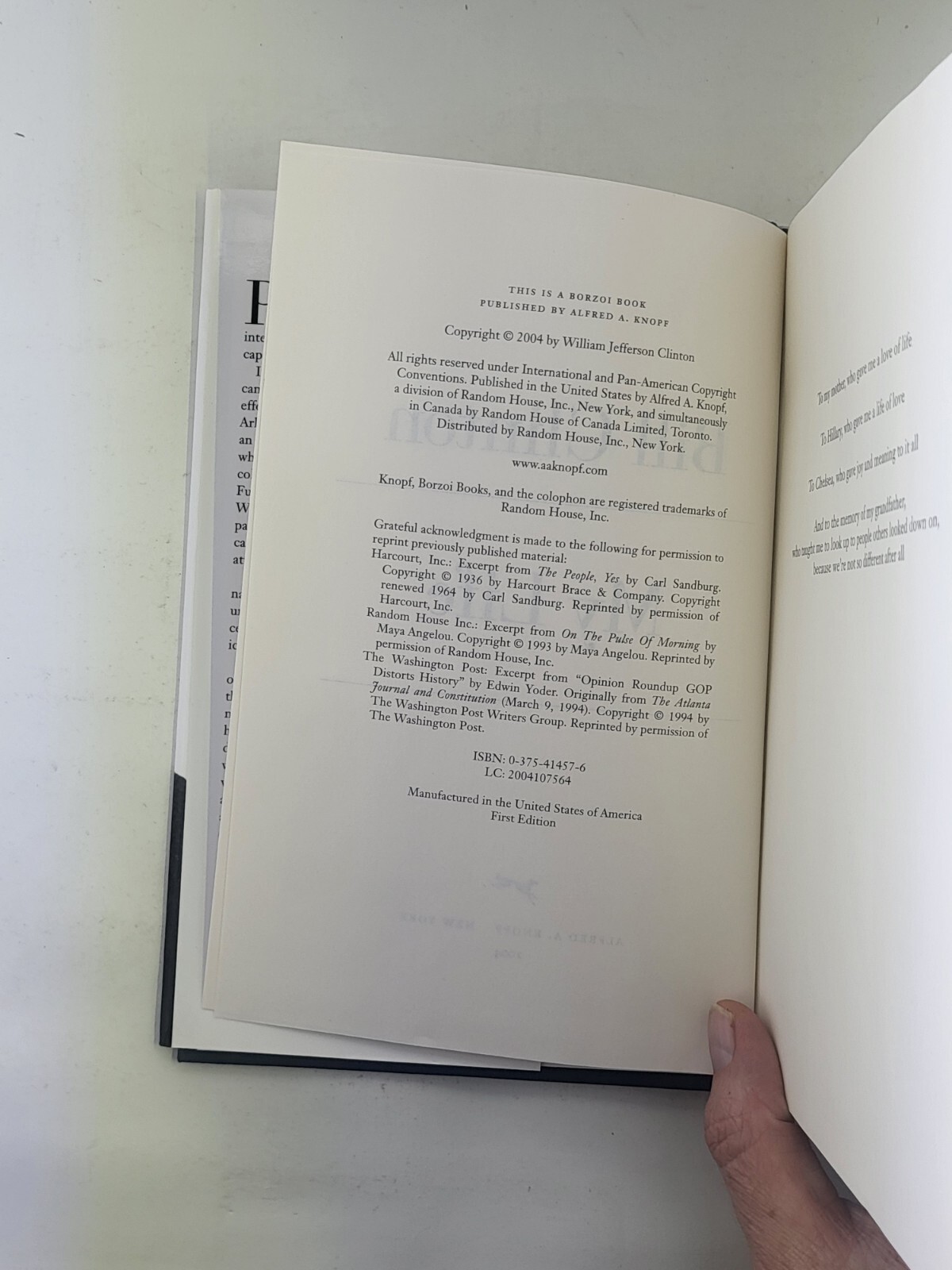 Bill Clinton My Life 1st Edition 2004 HBDJ with “Failure” Typographical Error