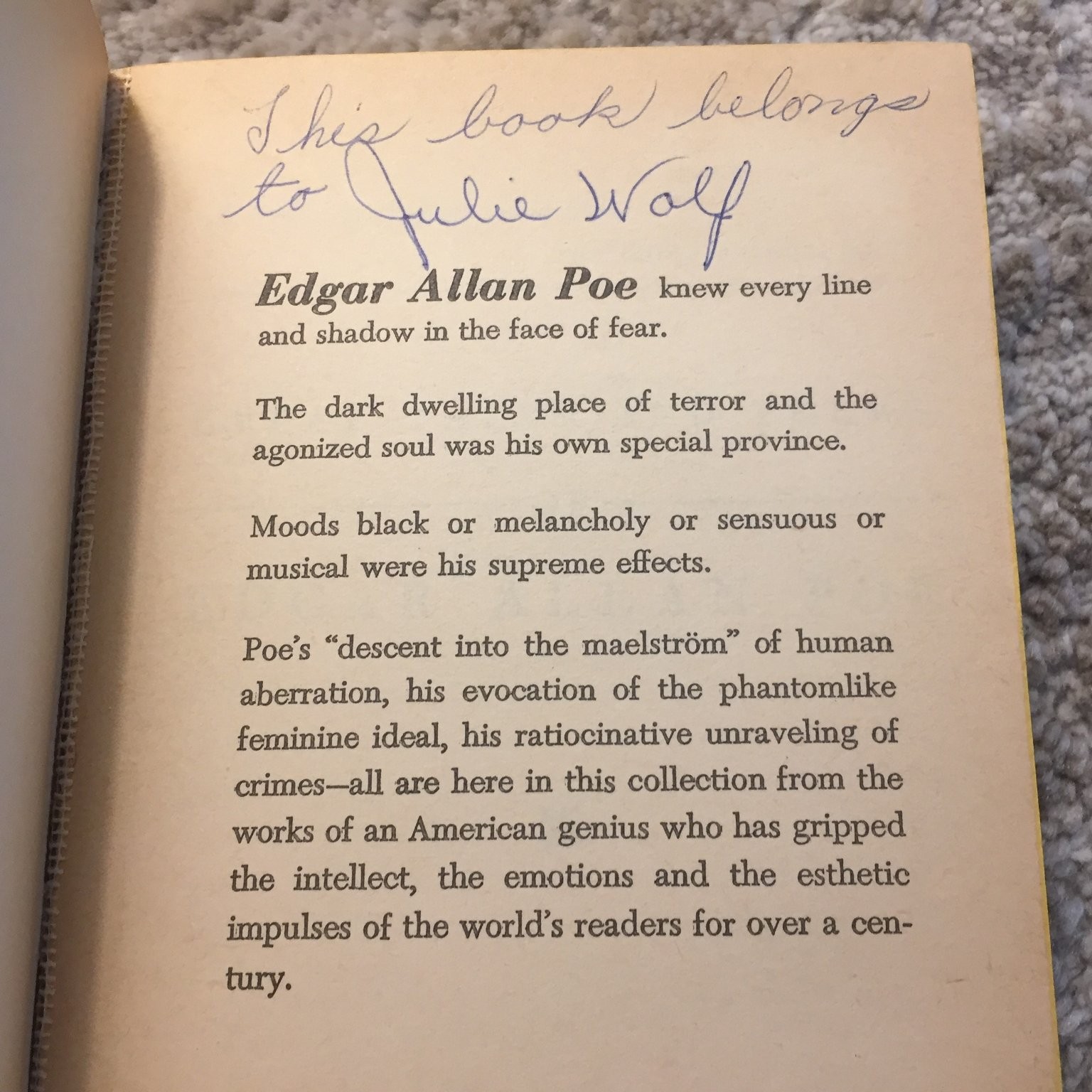 Great Tales and Poems of Edgar Allan Poe 1963 Washington Square Press