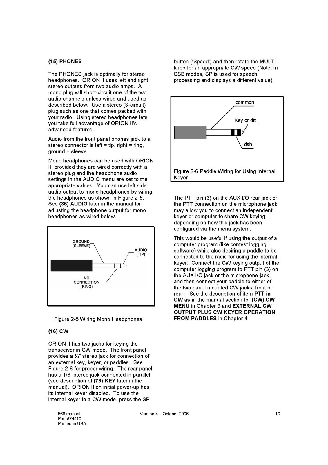 TEN TEC Orion 2 Model 566 Radio Transceiver Operators Manual – WIRE CLOSURE