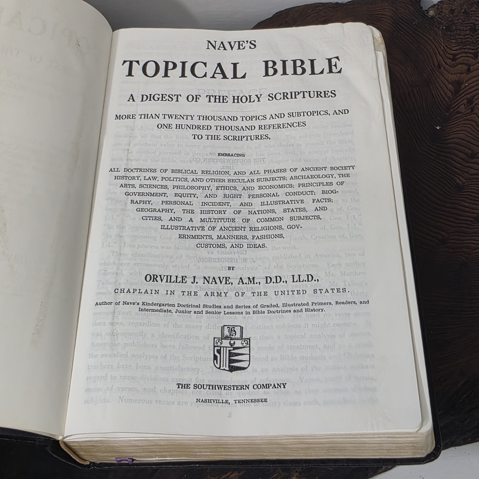 Nave’s Topical Bible Digest Black Leather Bound Thumb Indexed 1962 Southwestern