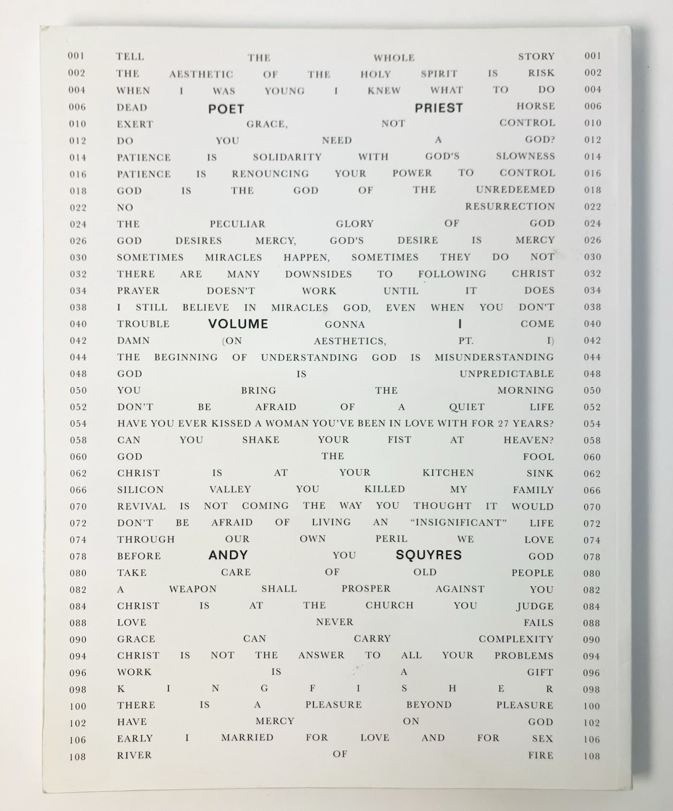 Poet Priest Volume 1 by Andy Squyres | 2nd Printing Poetry Book