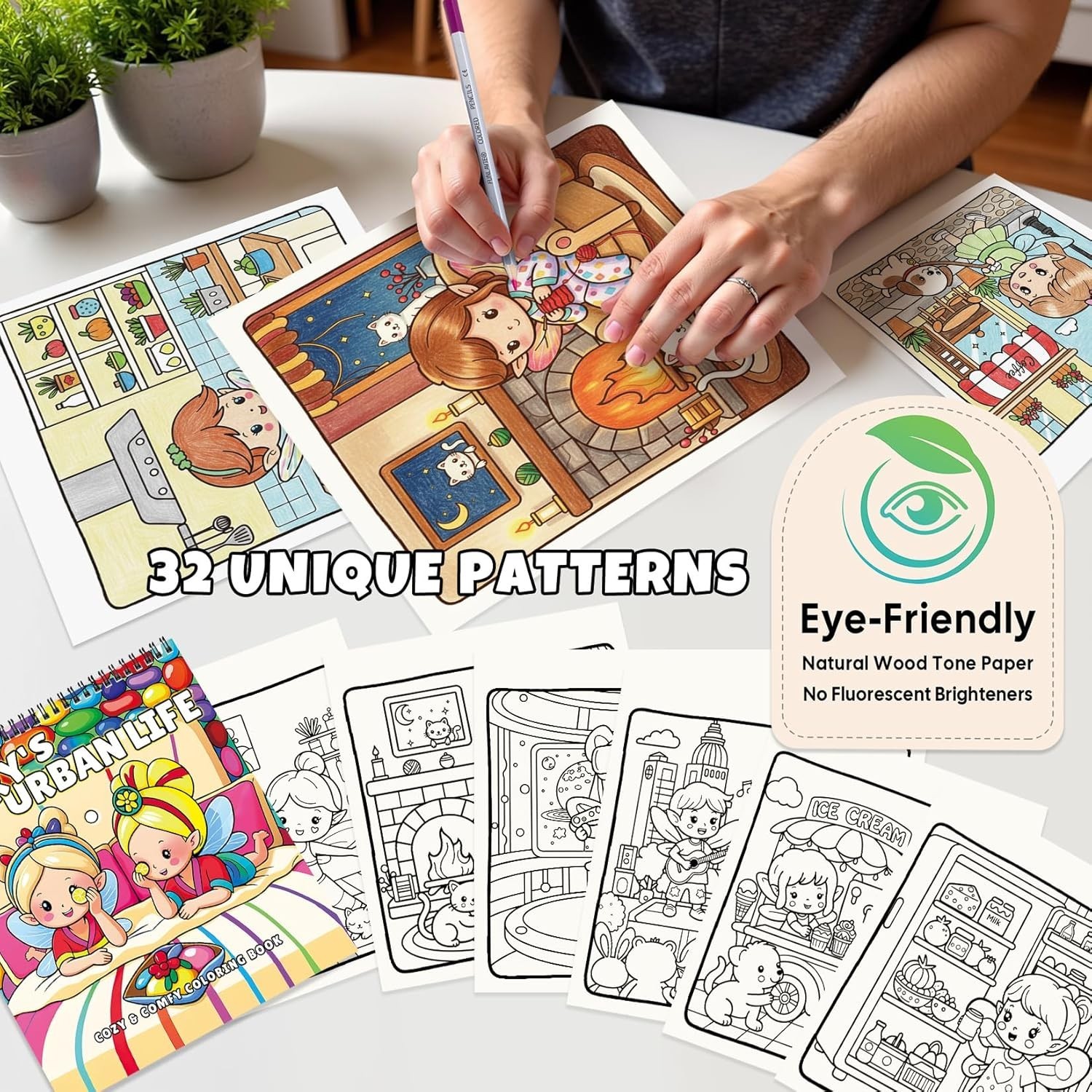 Mindfulness Coloring Book for All Ages | 32 Pages of Fairy Scenes, Spiral-Bound