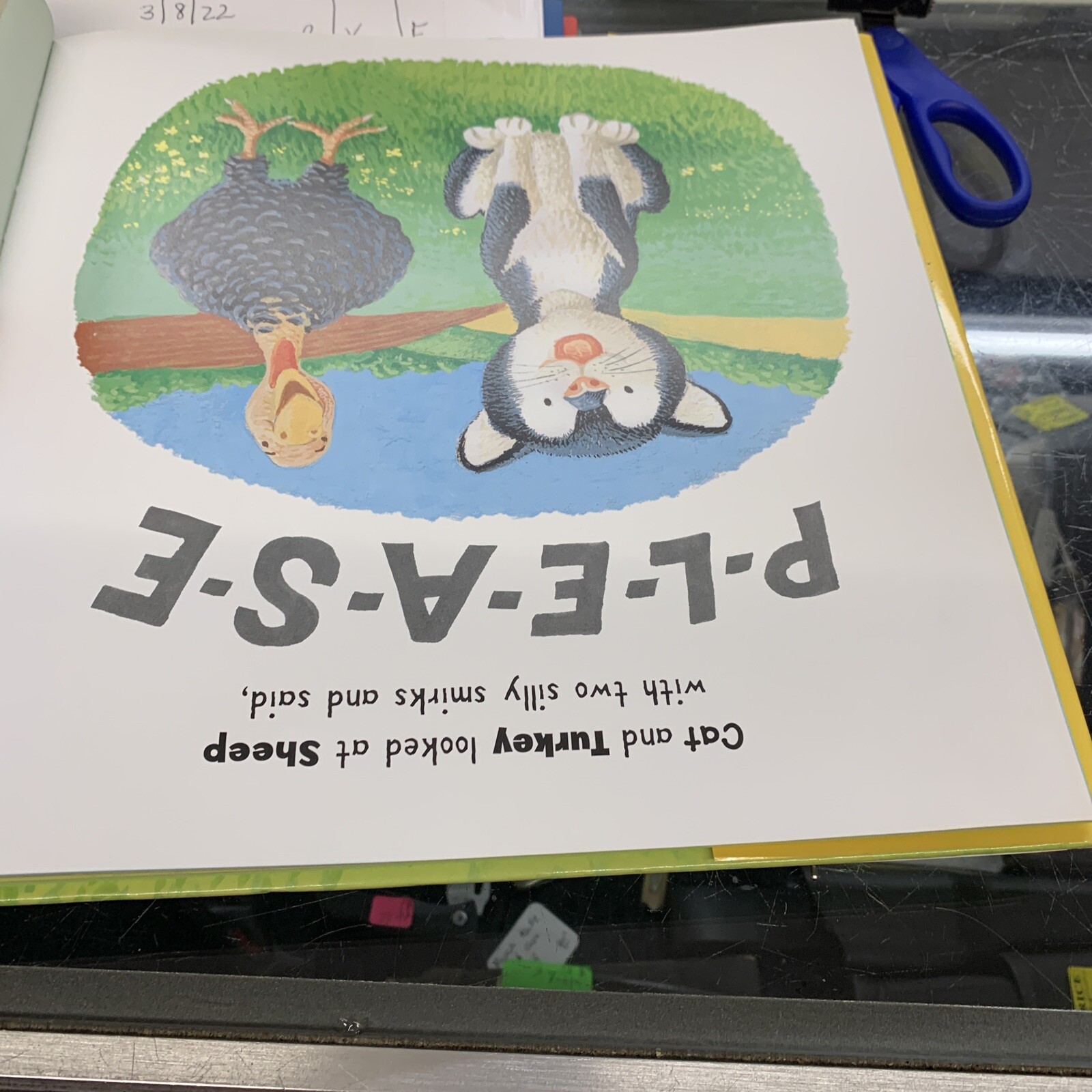 Rare Gobble Gobble Moooooo Tractor Book by Jez Alborough Printed Upside Down