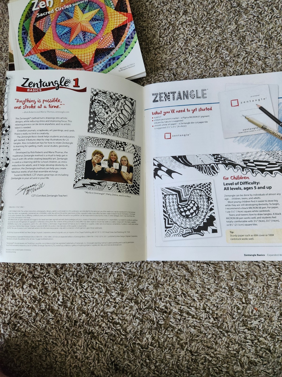 3 Zentangle Coloring Work books. 2 Sketch Books, 30 Color Dual Brush Pens
