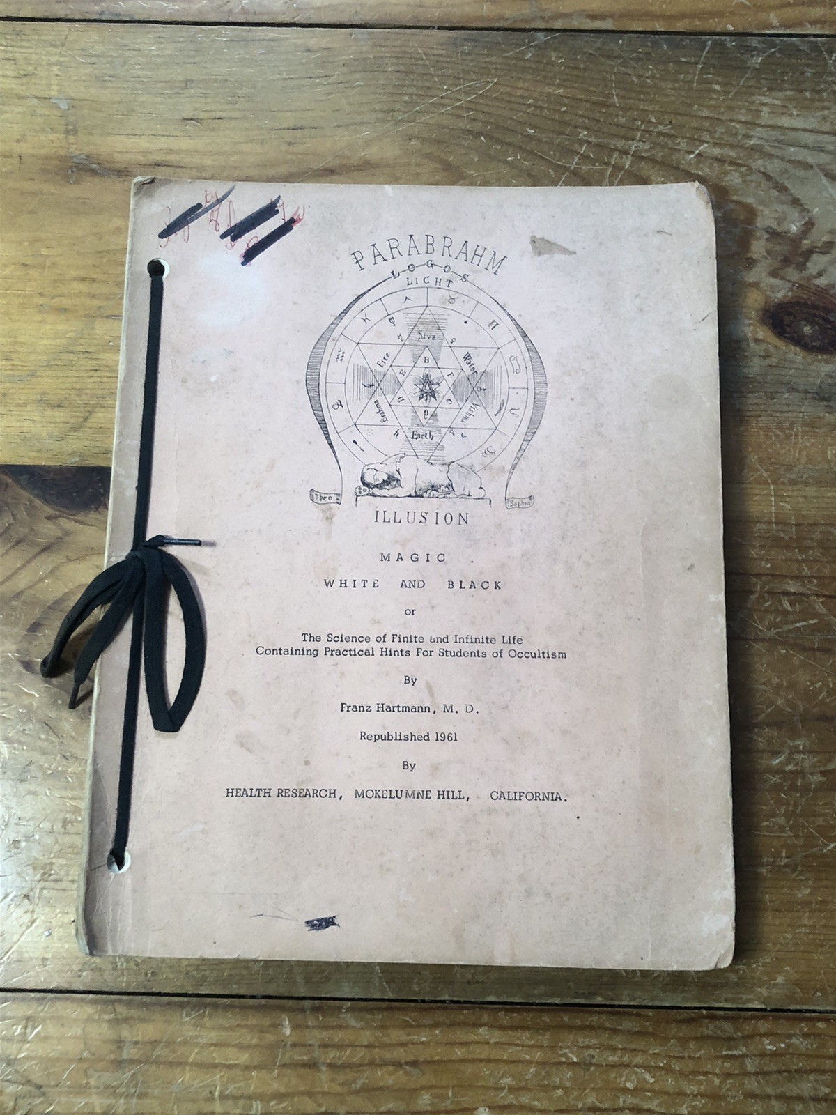 Magic, White and Black, by Fran’s Hartmann, M.d. 1961 Mimeograph Printing