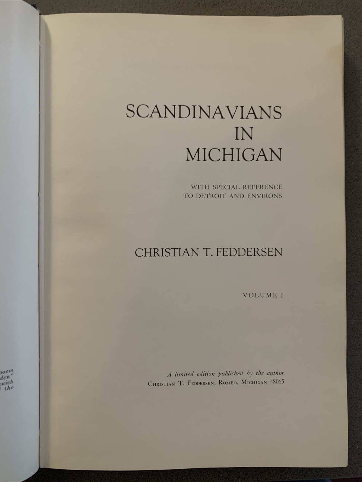 Scandinavians in Michigan Christian Feddersen 1968 History 297 Pages HC