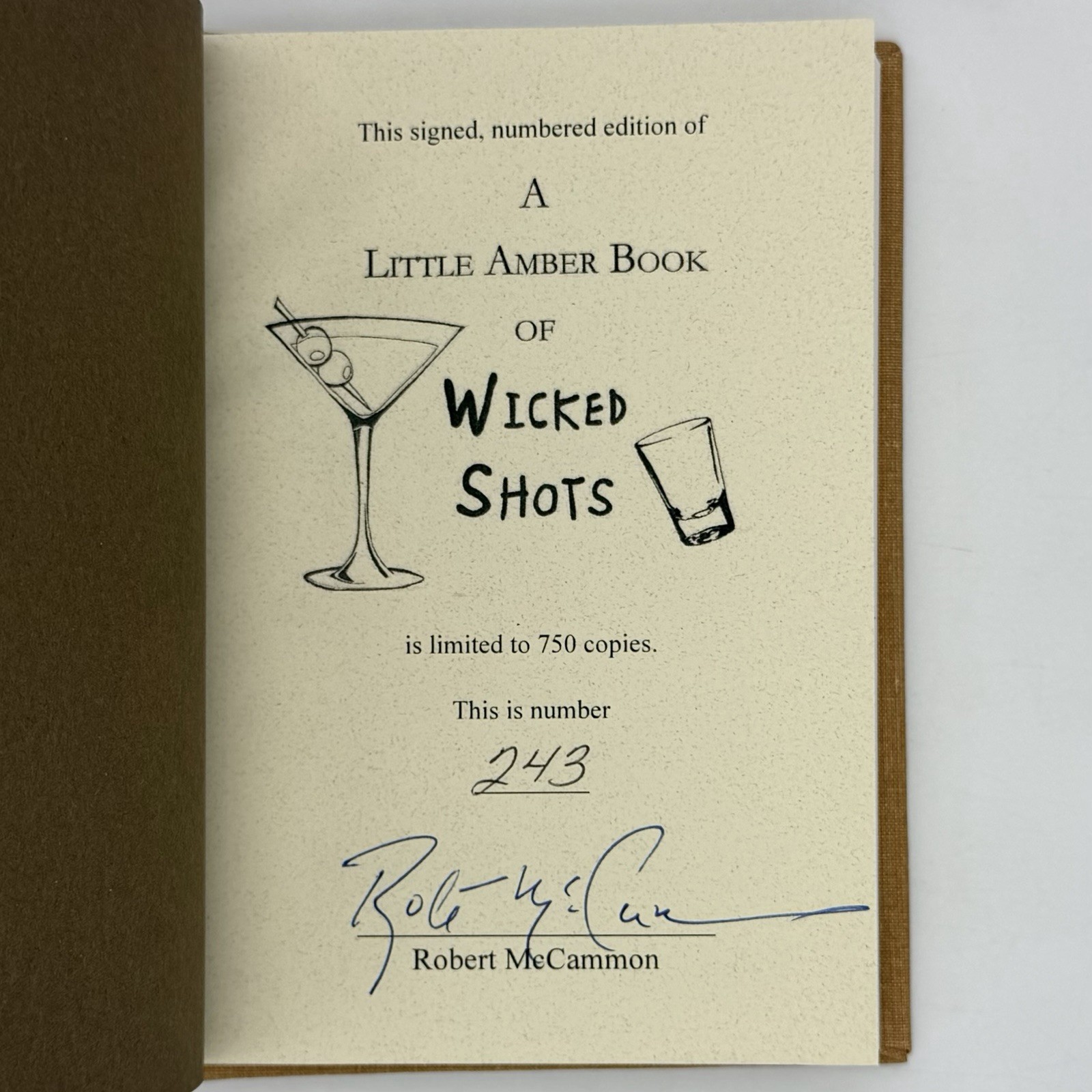 *Signed Ltd #243/750* Little Amber Book of Wicked Shots – Robert McCammon (2020)