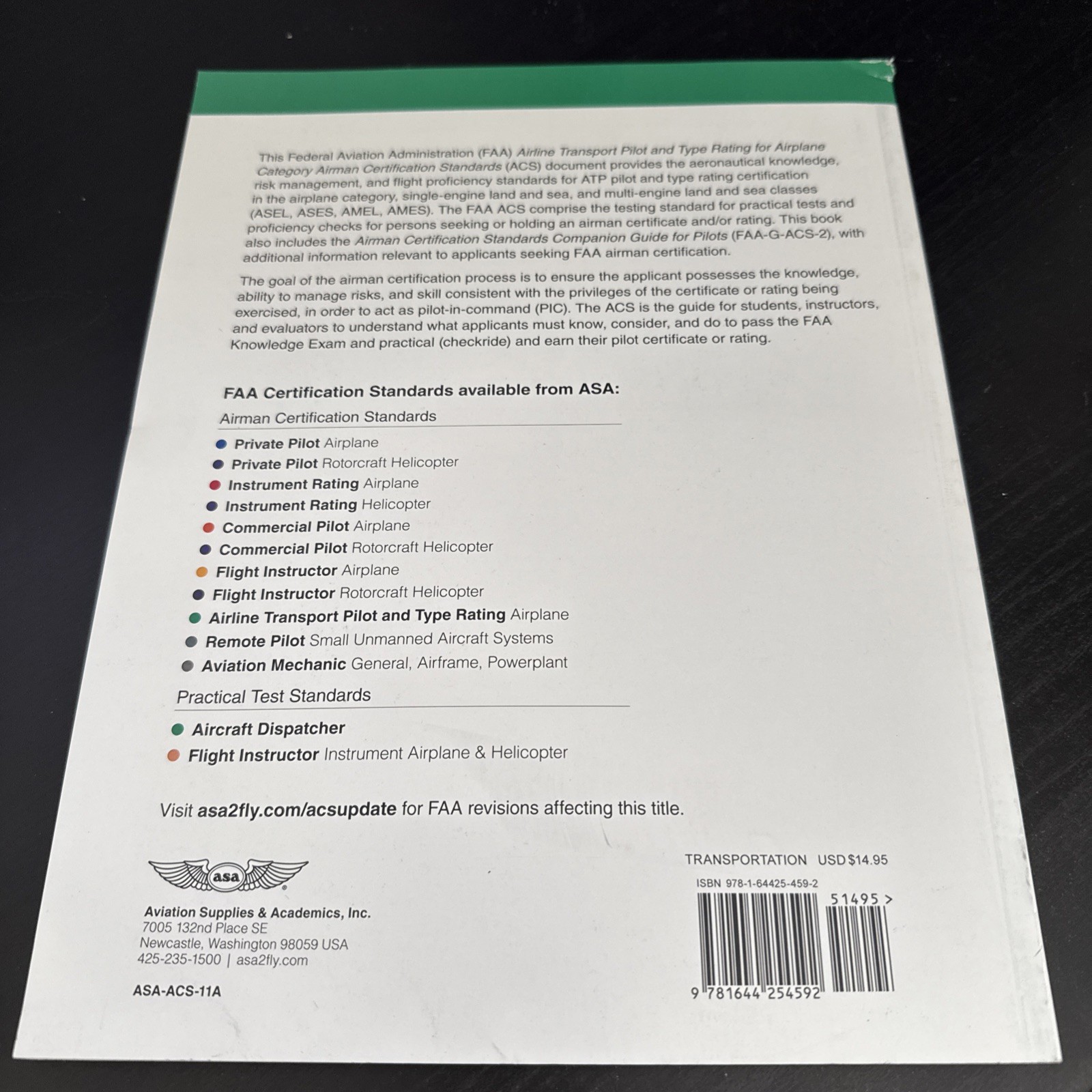 NEW FAA Airman Certification Standards: Airline Transport Pilot ATP Airplane ASA
