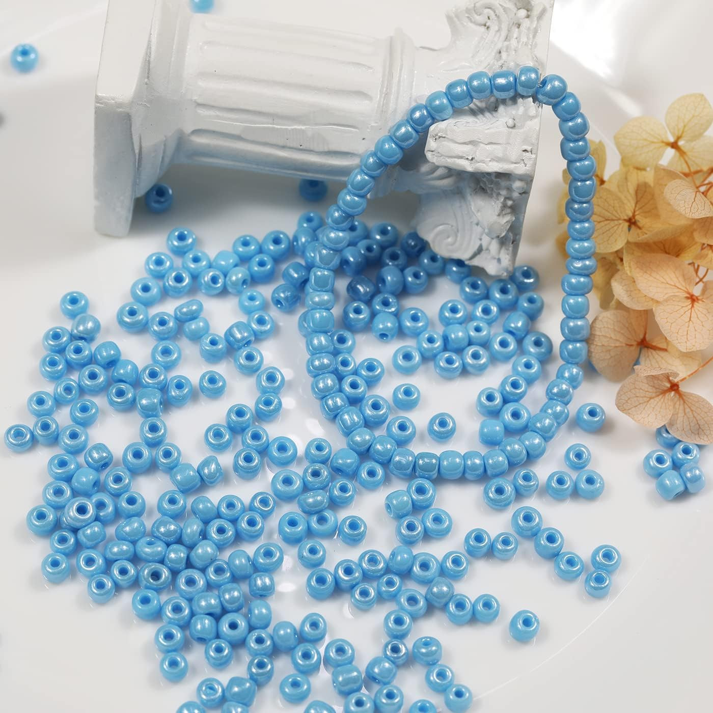 Opaque Light Blue Pearl Color 4mm Seed Beads About 1200pcs/100Grams in Bag, 6/0
