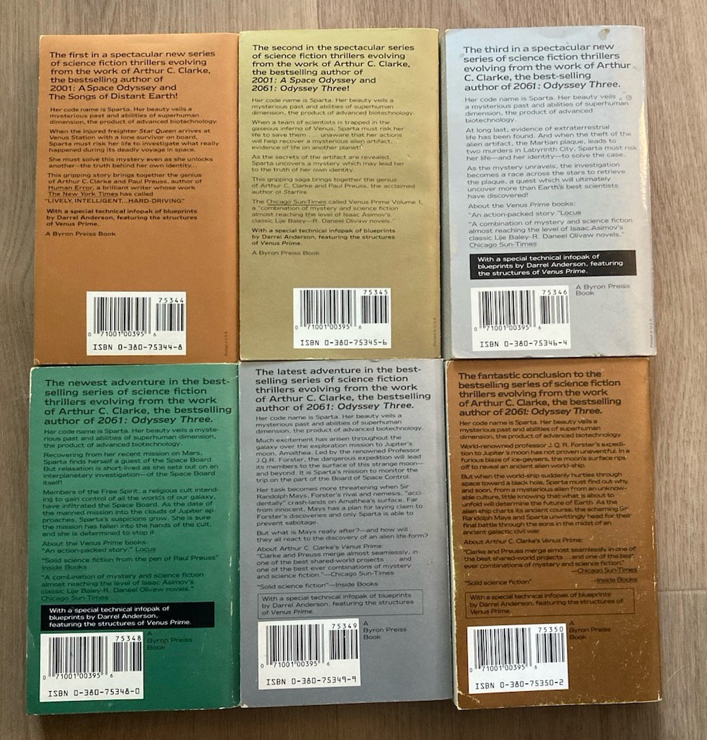 Six Vintage Paperbacks: Complete Arthur C Clarke’s Venus Prime Series