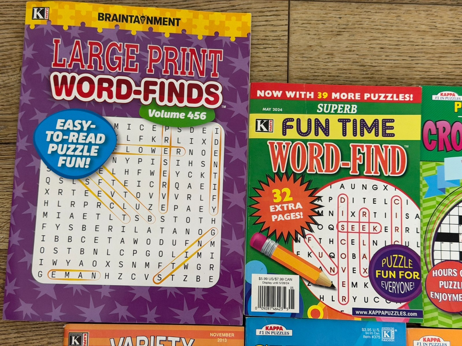 Puzzle Book Lot 6 Large Print Word Find Sudoku Crossword Kappa Puzzles