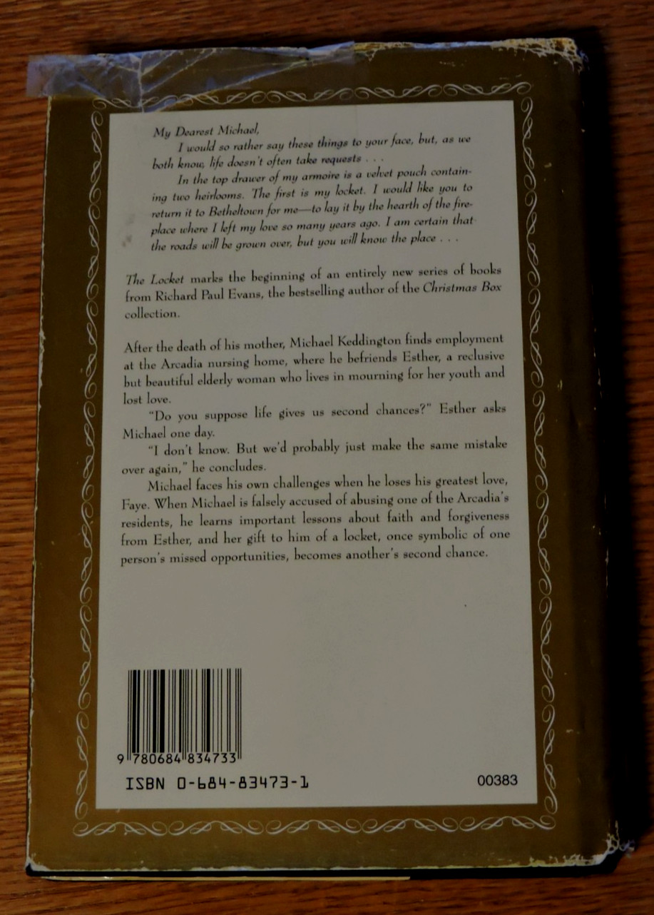 The Locket by Richard Paul Evans, Hardcover 282 pages 1998 ISBN 0-684-83473-1