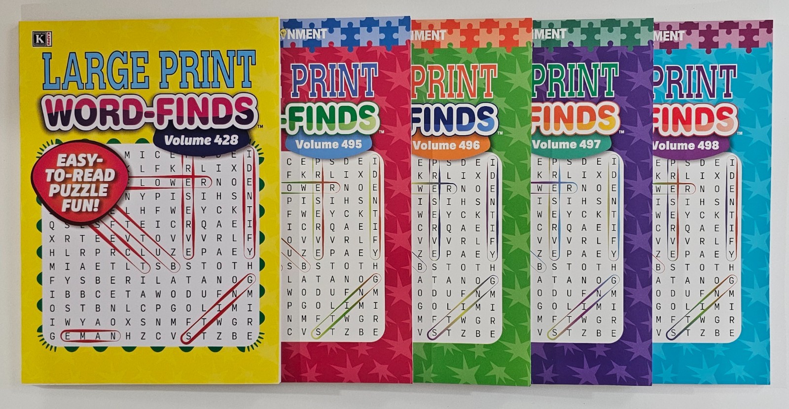 5 New Large Print Word-Finds Puzzle Books Kappa Games Vol# 428-498 ~ Search,Hunt
