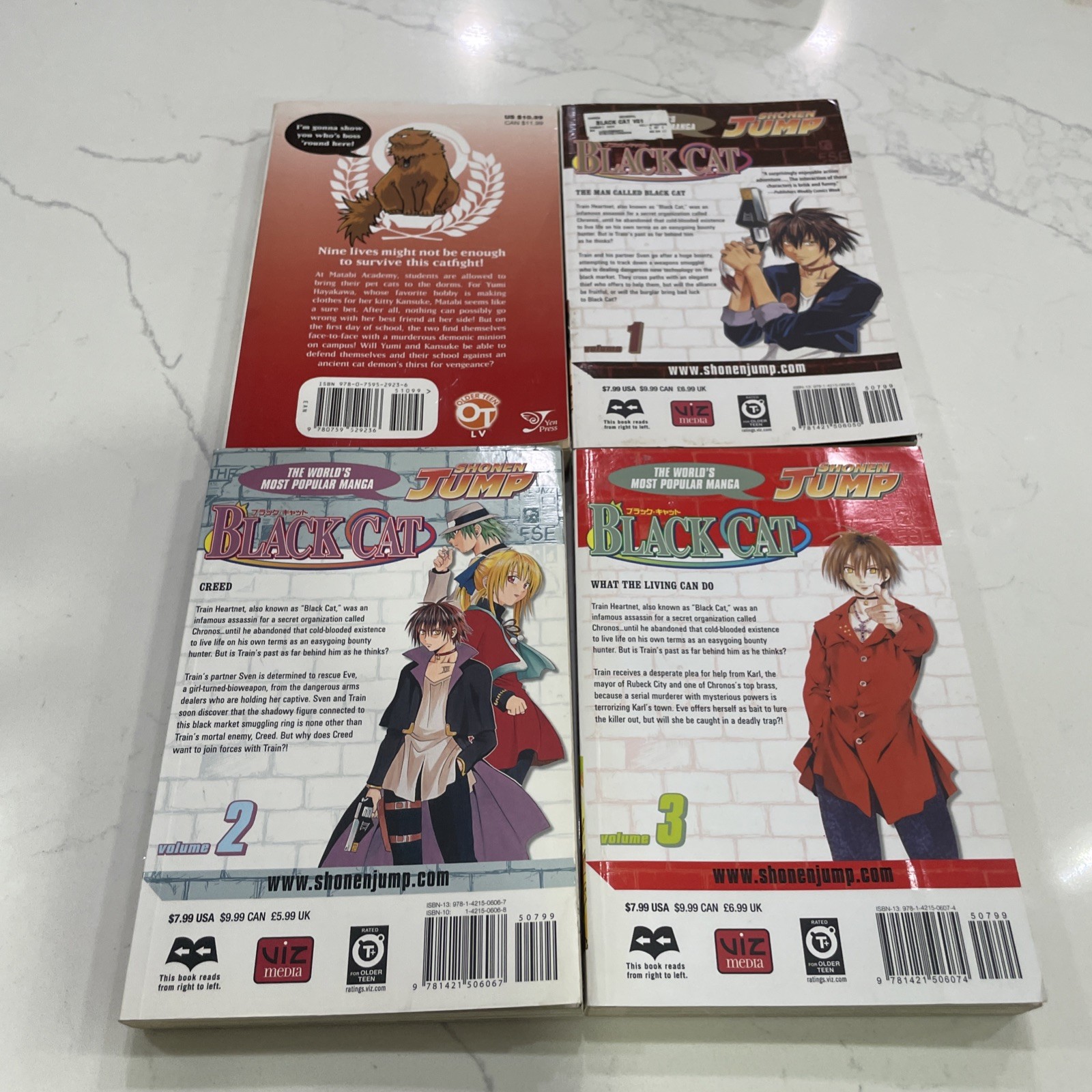 Black Cat Manga Vol 1, 2, 3 Cat Vol 1 English Kentaro Yabuki Shonen Jump Lot 4