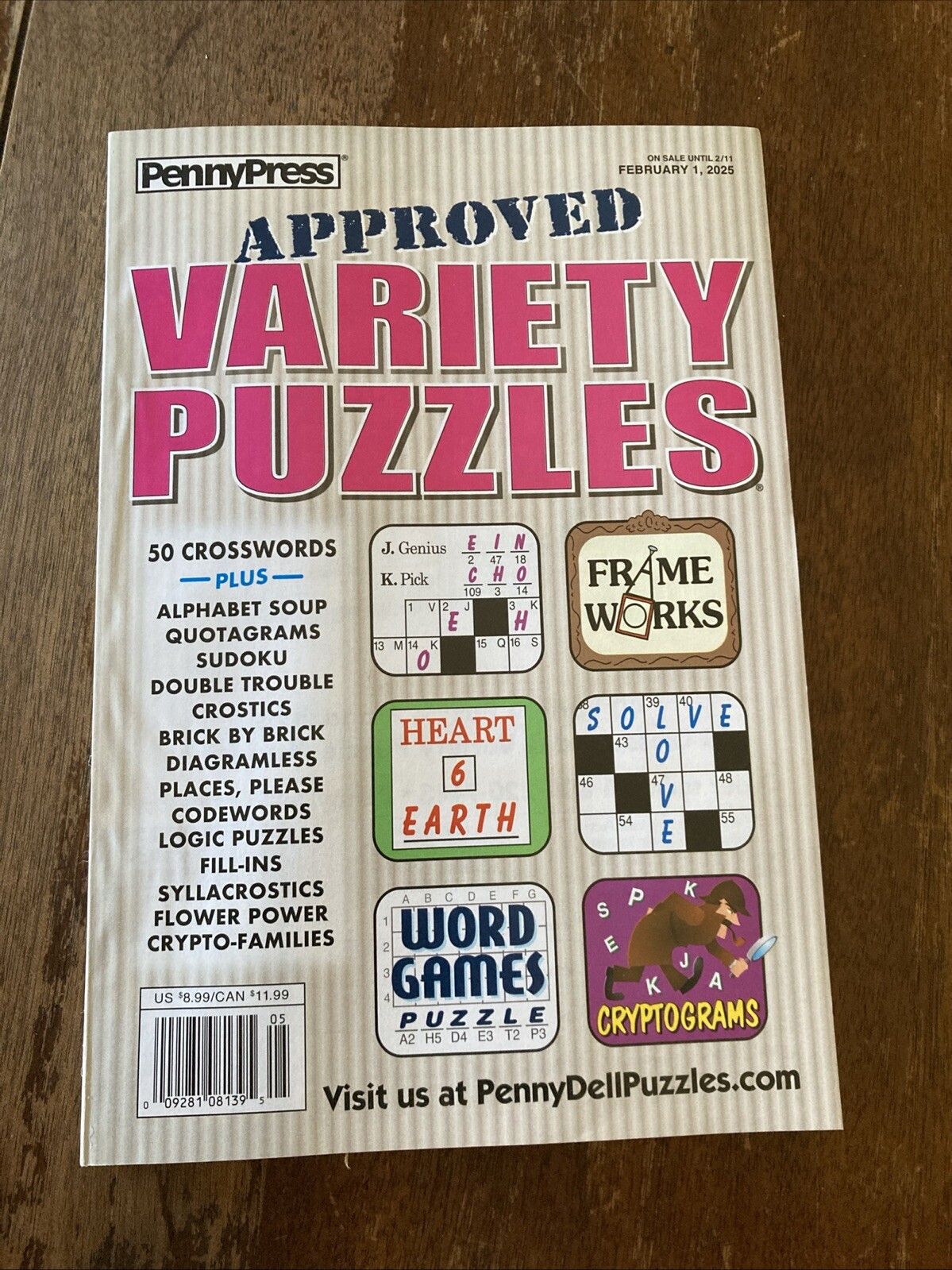 Penny Press Approved Variety Puzzles Magazine February 1 , 2025 New Frame Works