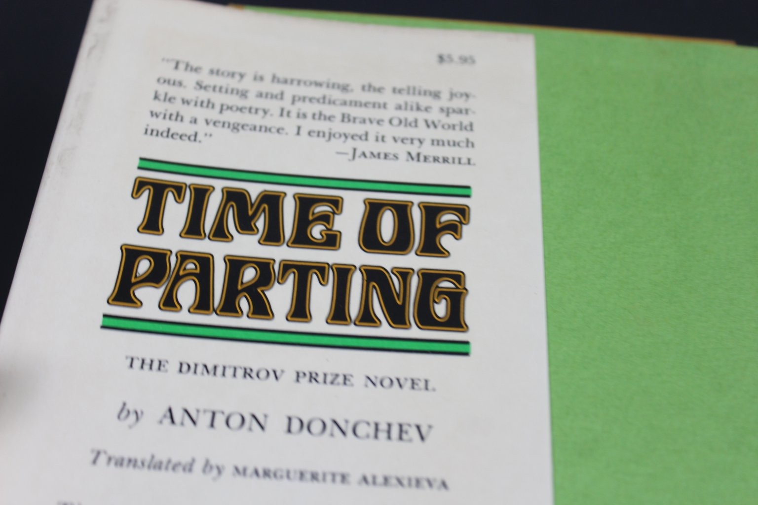 Time of Parting Anton Donchev 1968 First English Translation Morrow Hardcover