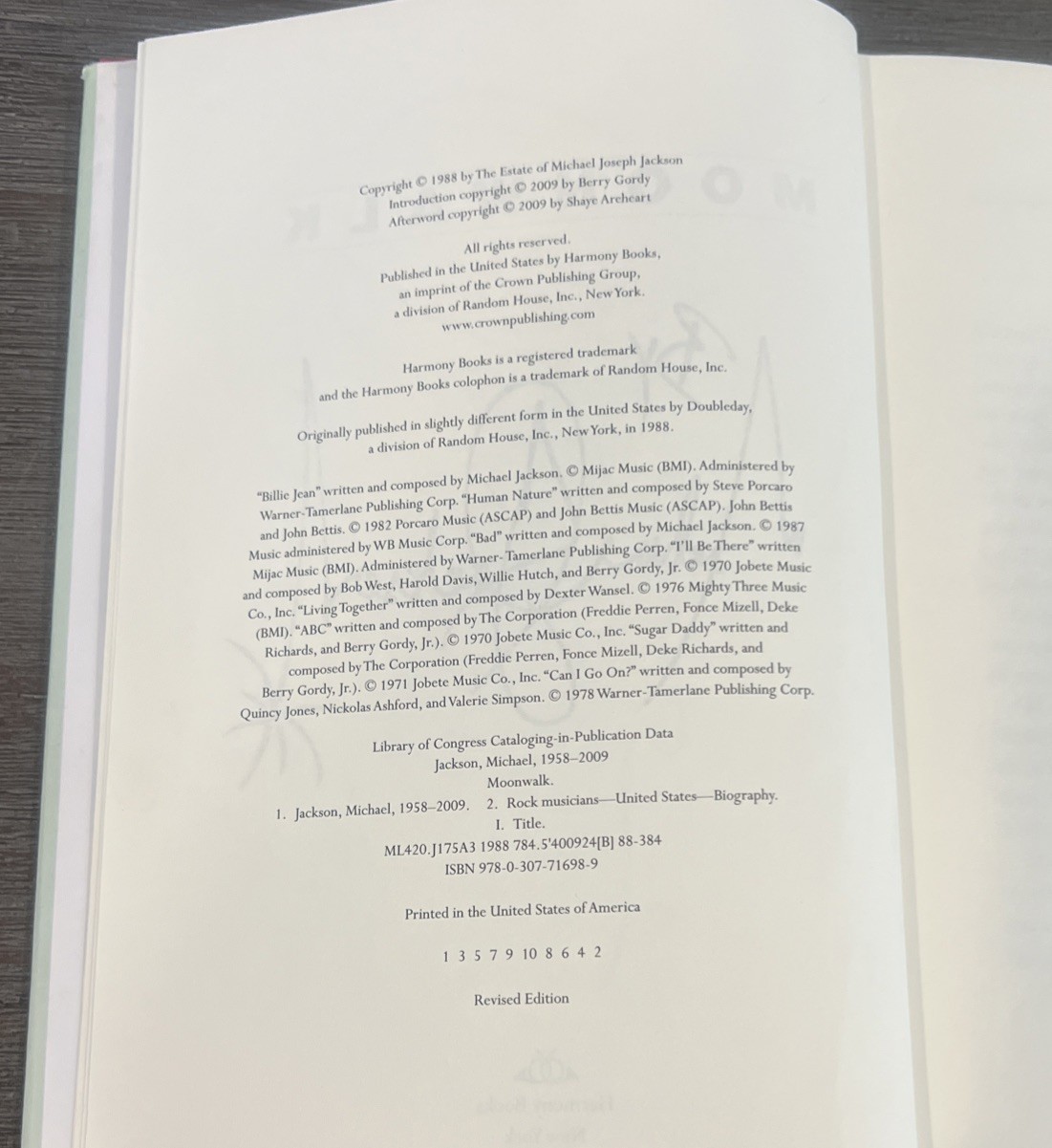 Moonwalk: A Memoir Revised Edition By Michael Jackson Hardcover Book