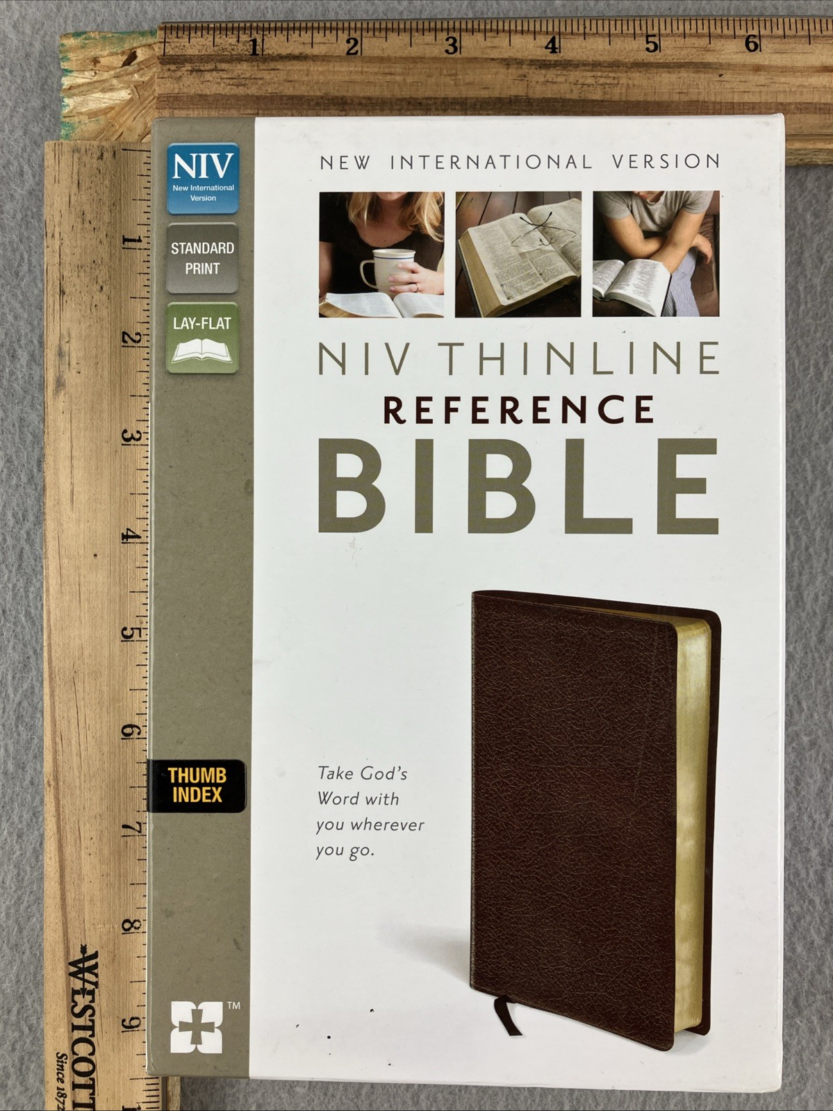 NIV, Thinline Reference Bible, Bonded Leather, Burgundy, Red Letter Edition