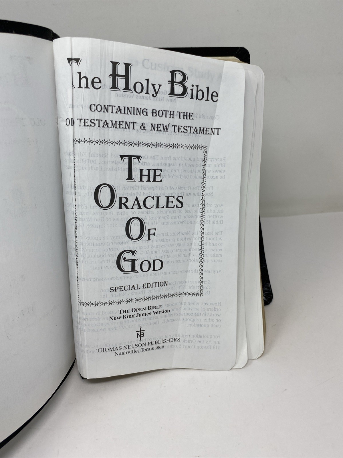 Rare “Oracles of God” Special Edition NKJV Open Bible Christian Ed Thumb Indexed