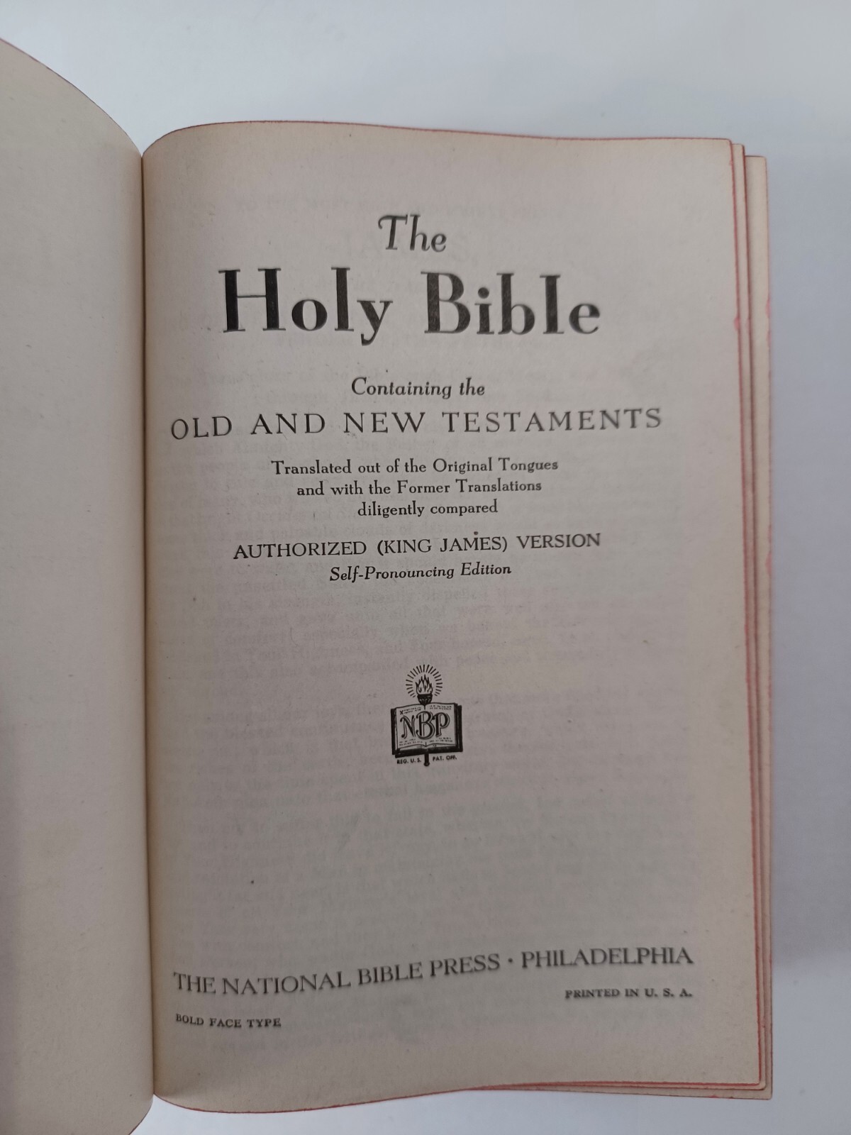Holy Bible KJV Self Pronouncing Edition National Bible Press 1940s HB