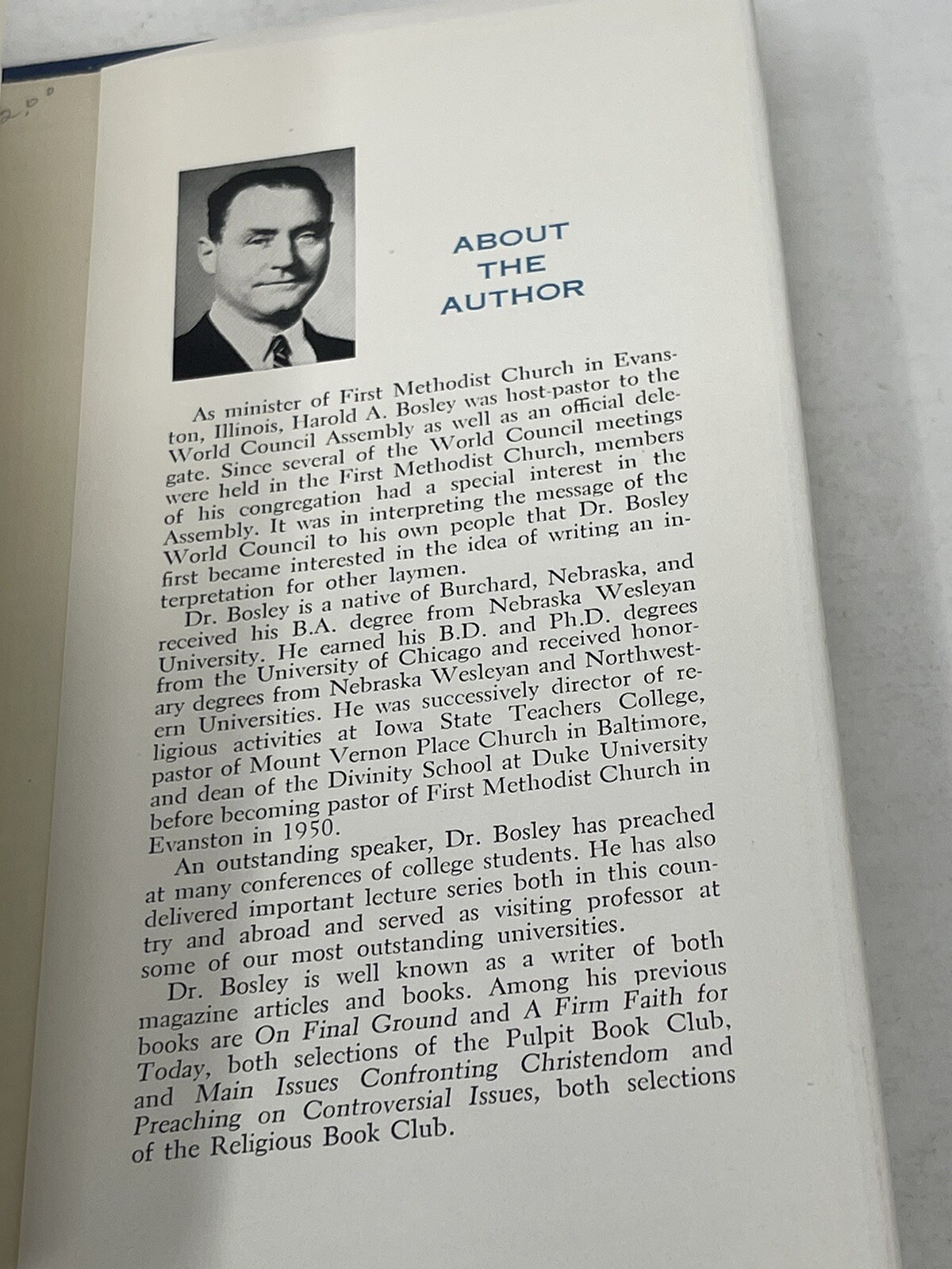 What Did the World Council Say to You Harold A. Bosley HC DJ 1960 SIGNED 1st Ed
