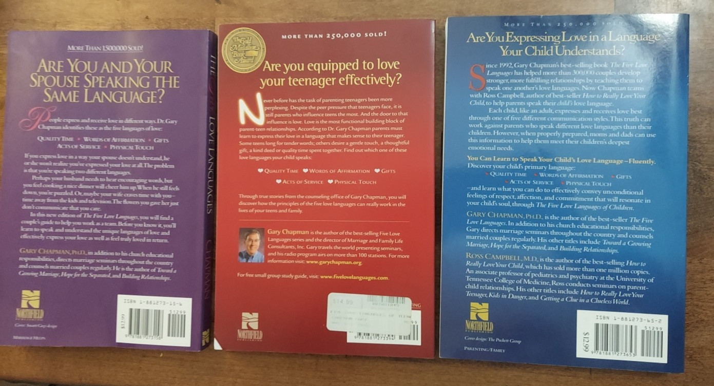 Love Language Books: Mates, Teenagers, Children by Gary Chapman Lot of 3
