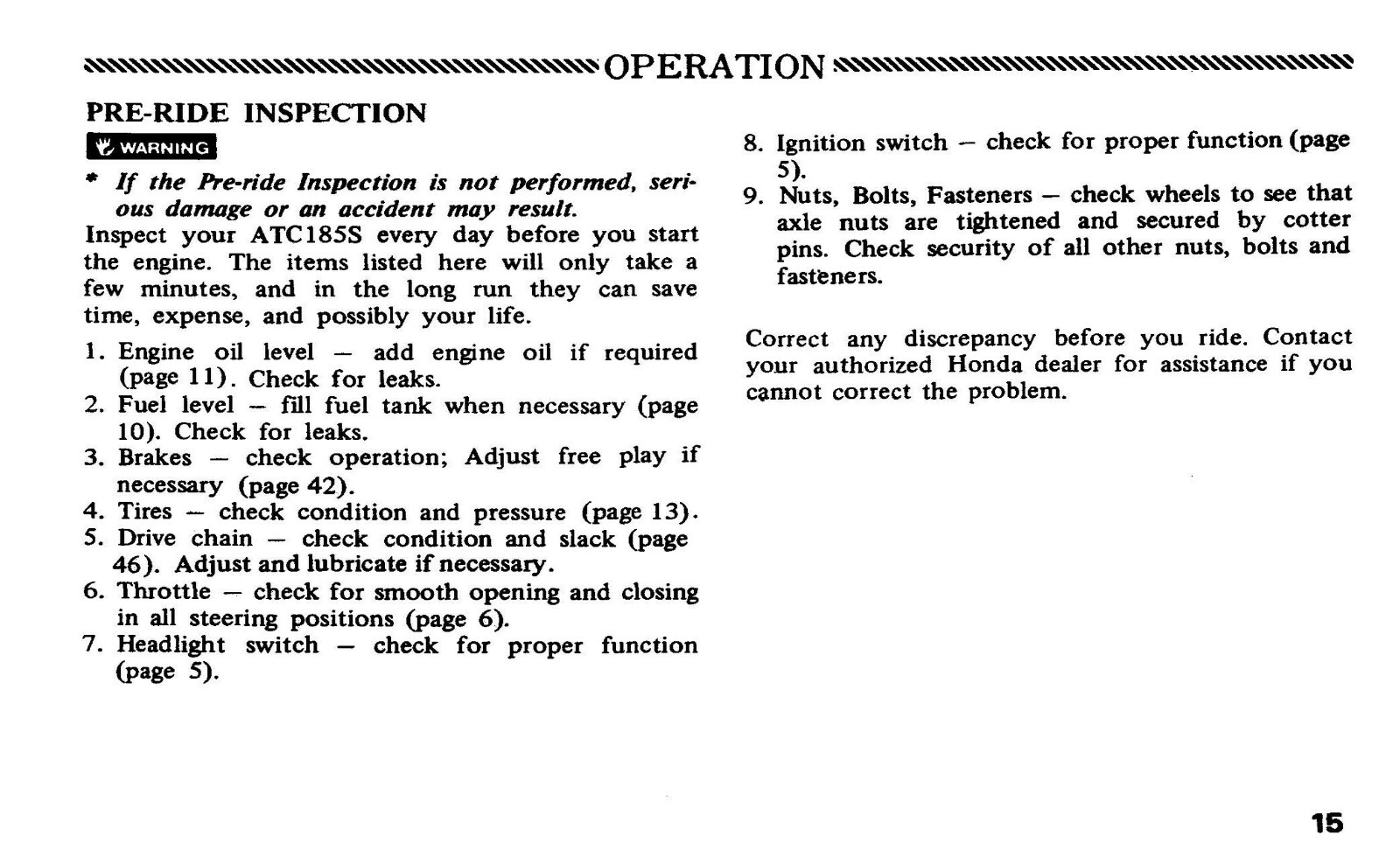 1982 Honda ATC185S Owner’s Manual 59 Pages