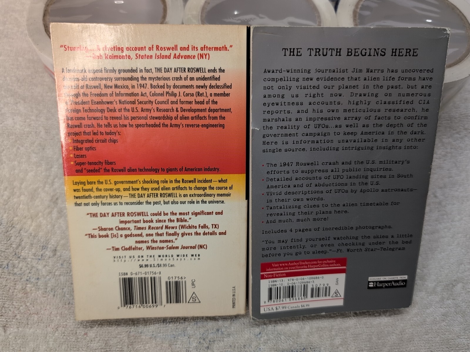 6 Vols! RULE BY SECRECY Jim Marrs + Alien Agenda + THE DAY AFTER ROSWELL 6 Vols!