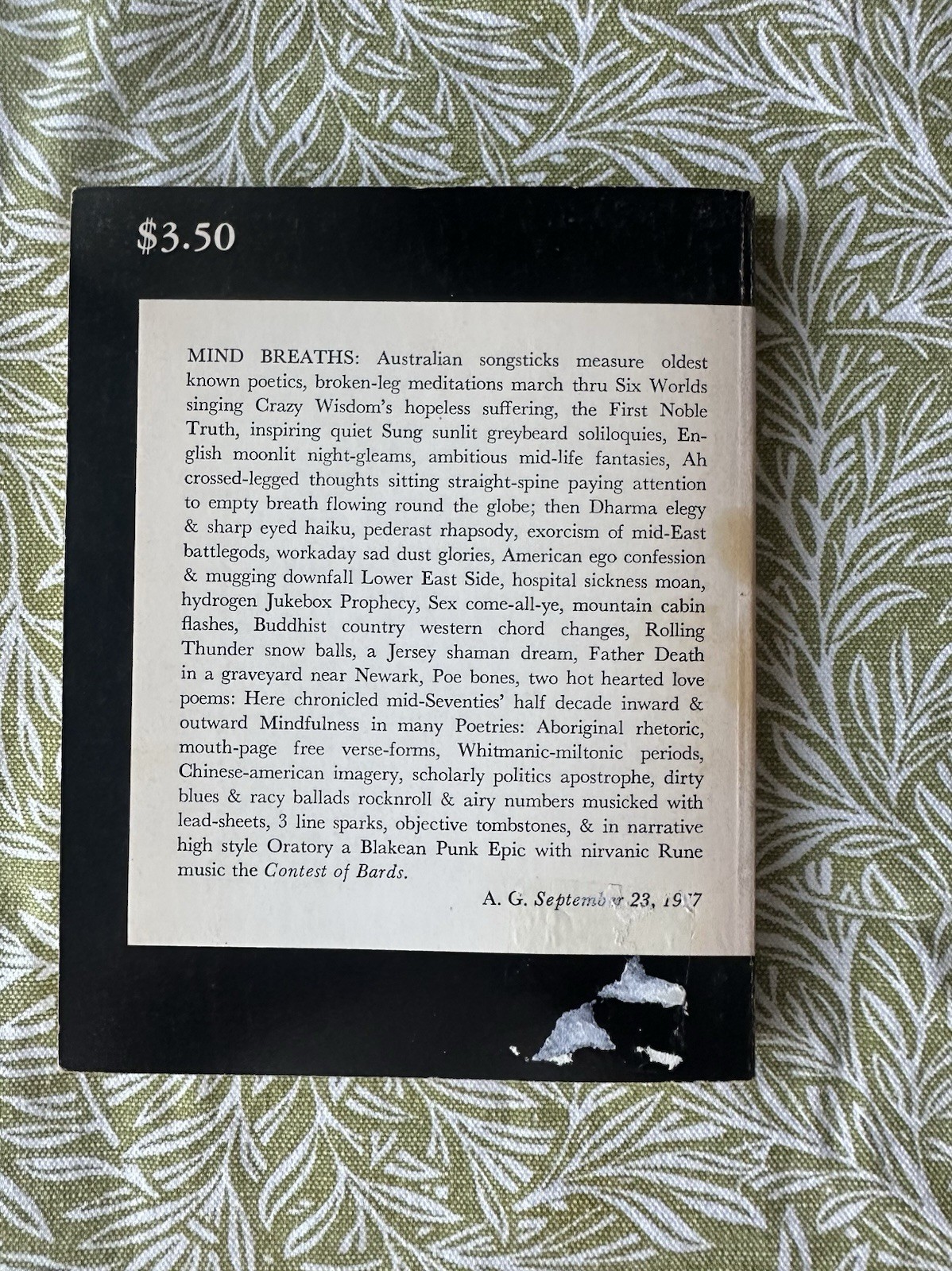 Mind Breaths: Poems 1972-1977 – Allen Ginsberg – 2nd Edition