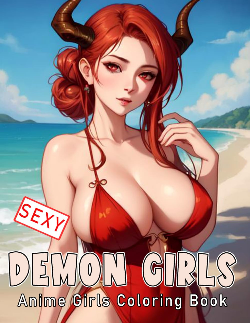 Sexy Anime Girls Coloring Book: DEMON GIRLS: Hot and Naughty Girls Coloring Page