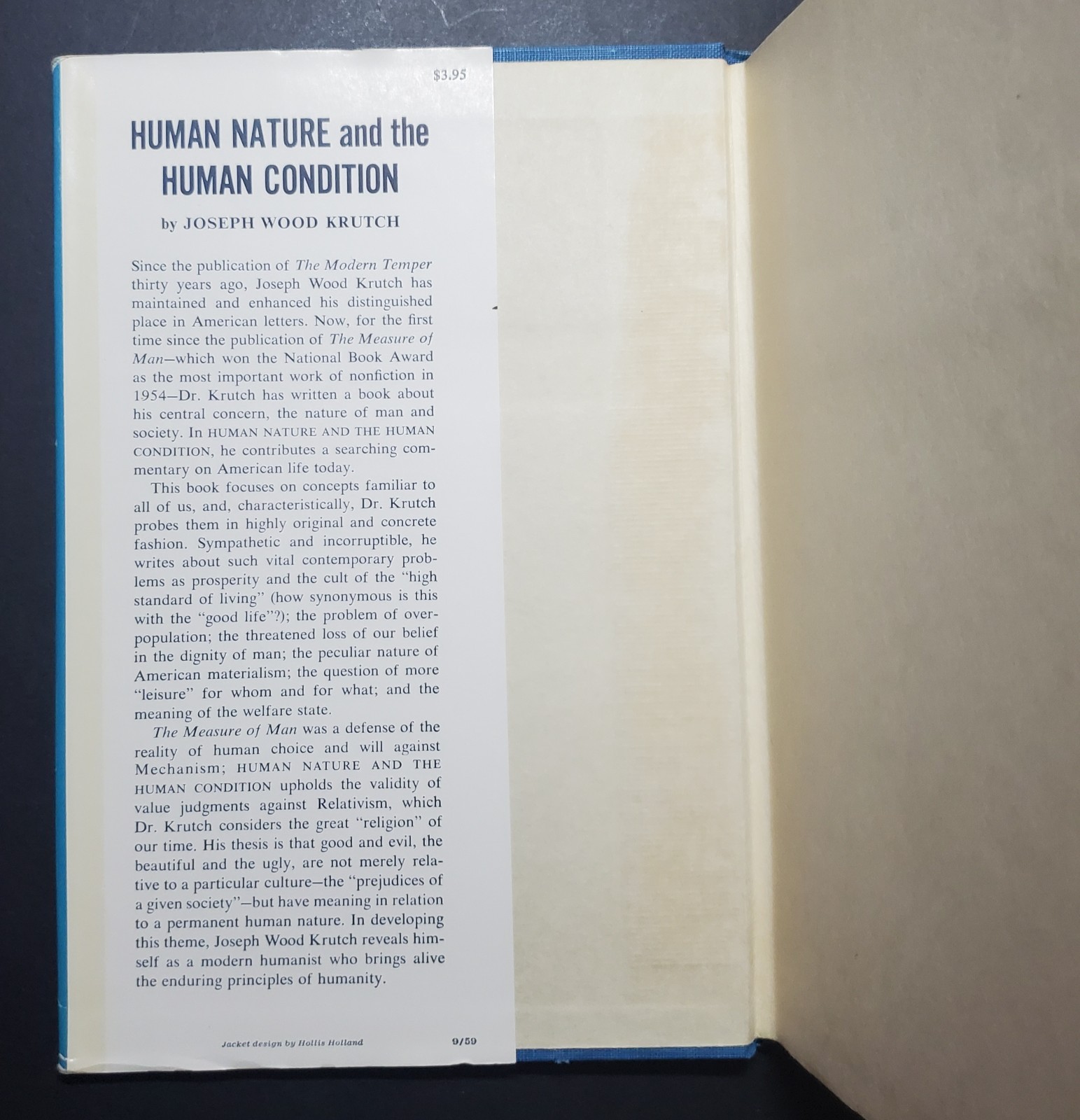 Human Nature and the Human Condition by Joseph Wood Krutch-1959 Stated 1st Print