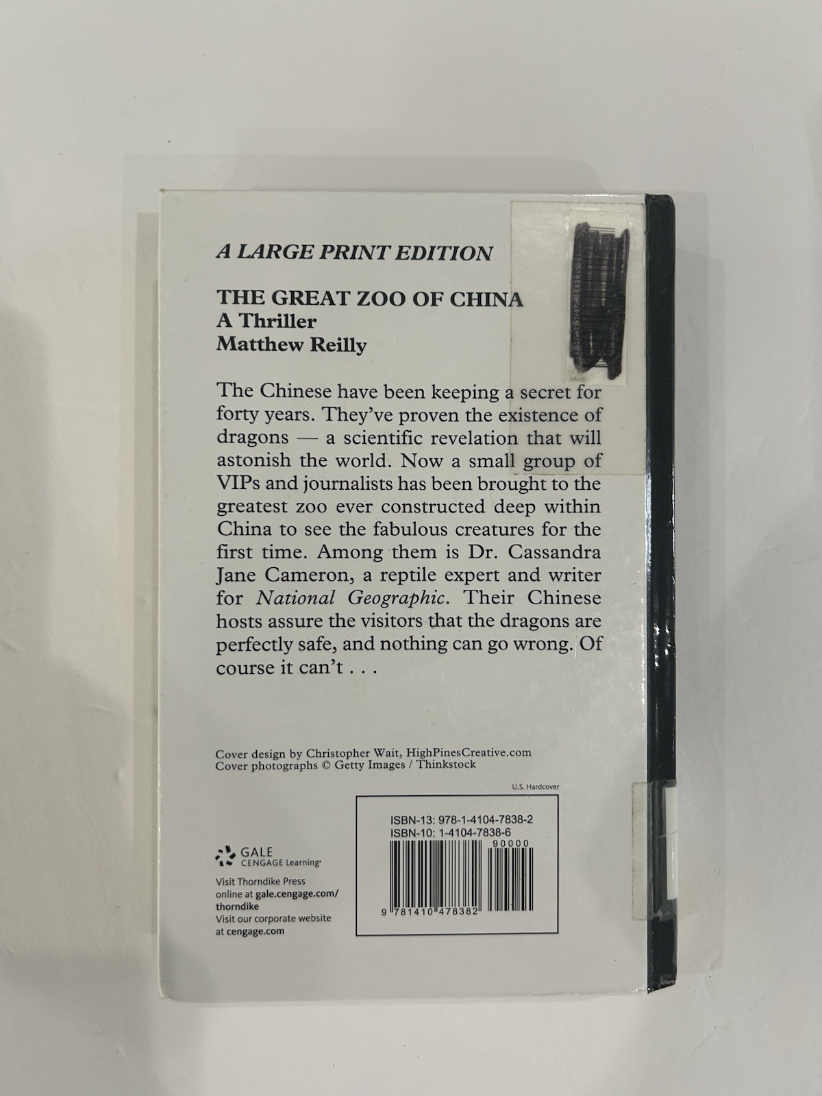 MATTHEW REILLY – THE GREAT ZOO OF CHINA – LARGE PRINT – Hardcover