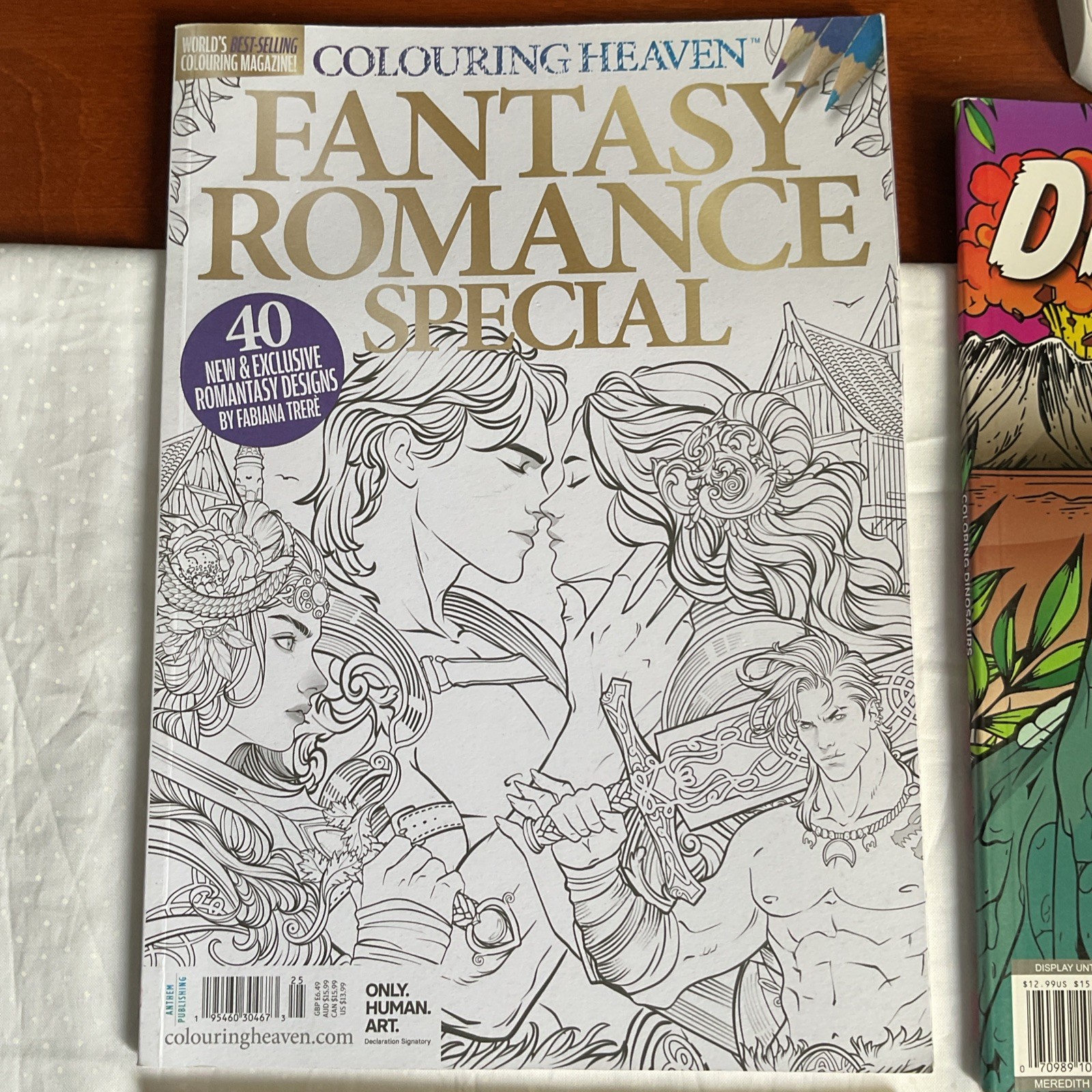 Adult Coloring Book Lot of 4: FANTASY ROMANCE SUMMER DINOSAURS MINDFUL NEW NOS