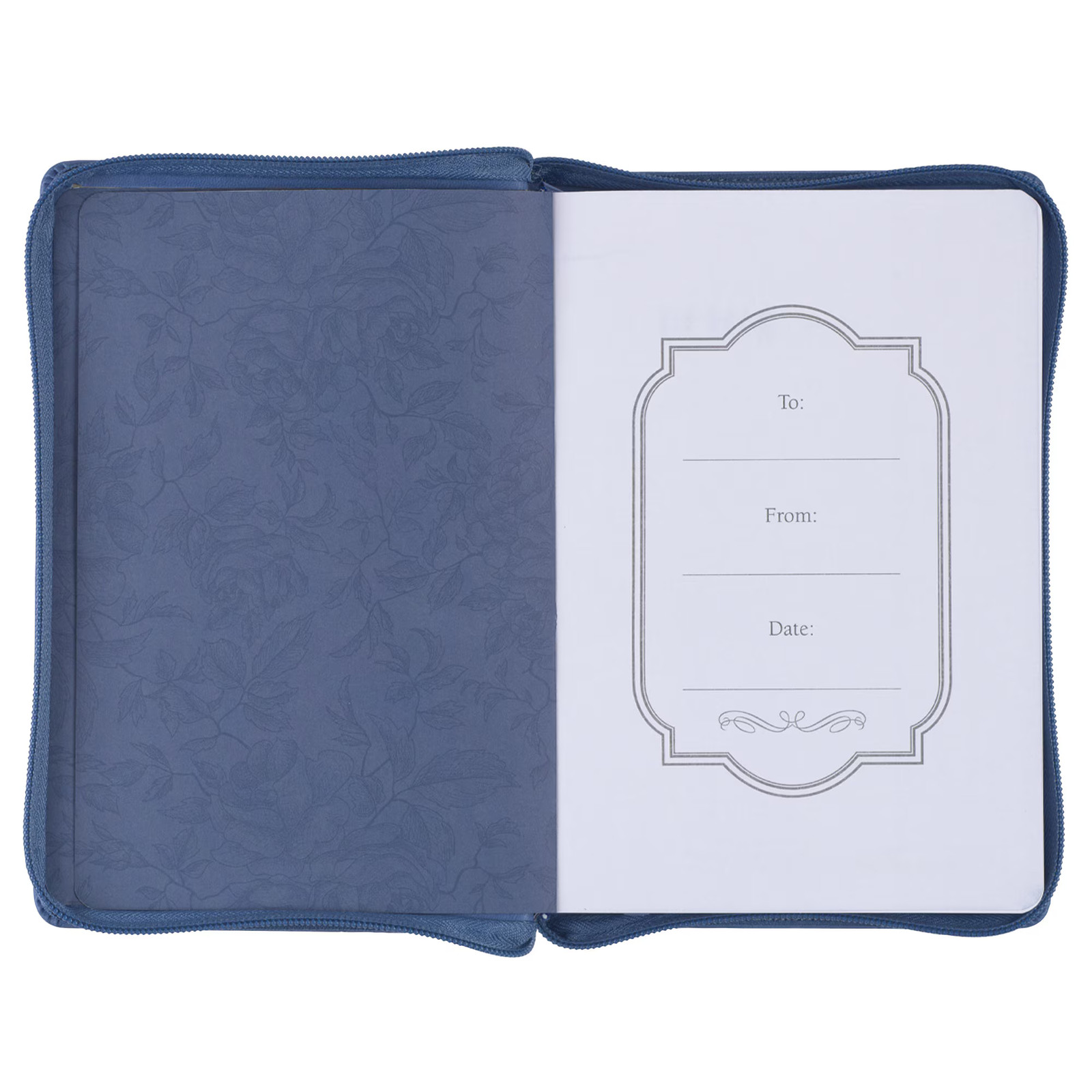 Blue Vegan Leather Zipped Journal, Inspirational Women’s Notebook The Lord Will