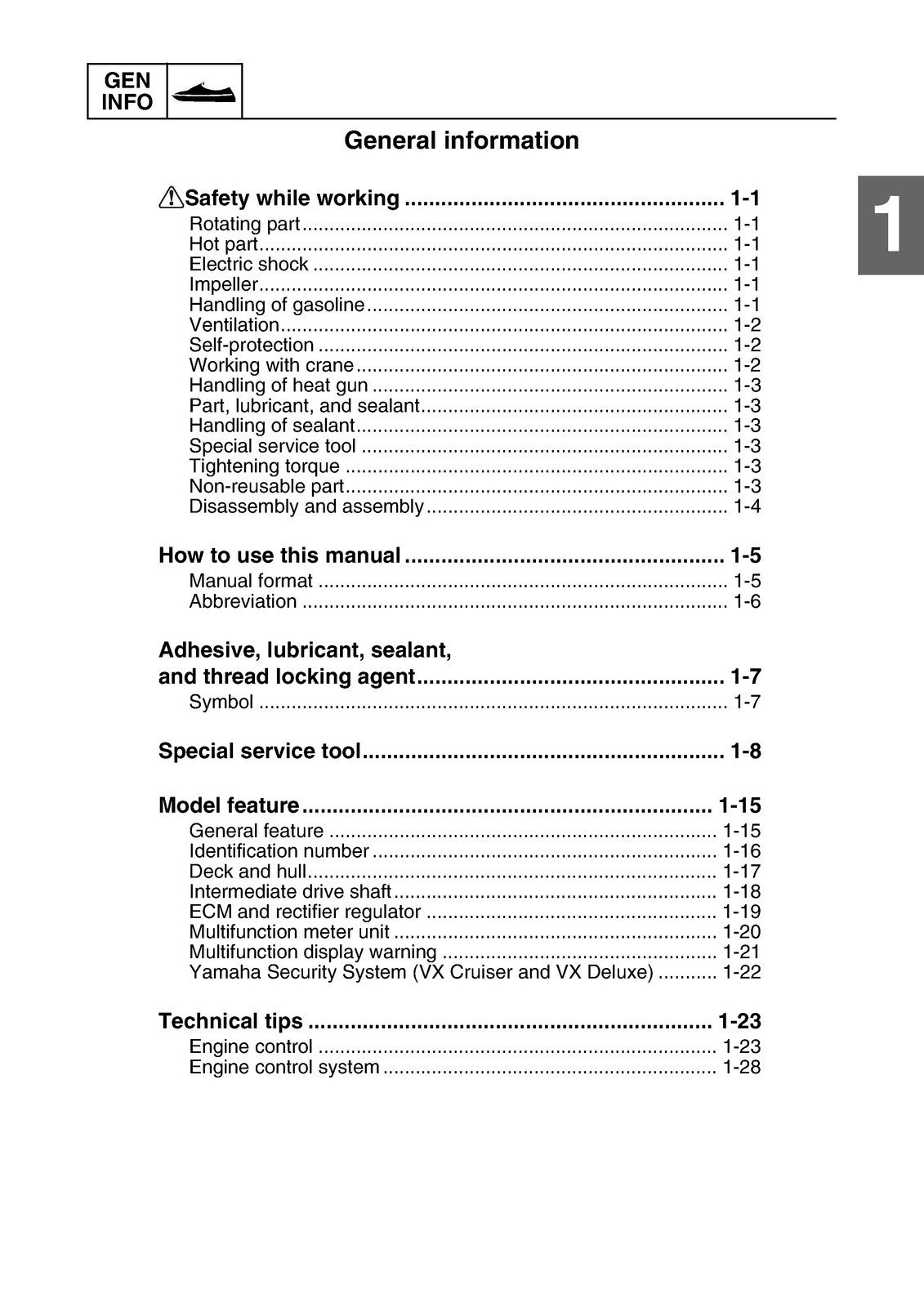 YAMAHA VX SPORT VX1100 FN2 CRUISER VX1100A VX DELUXE VX1100B REPAIR MANUAL 2010-