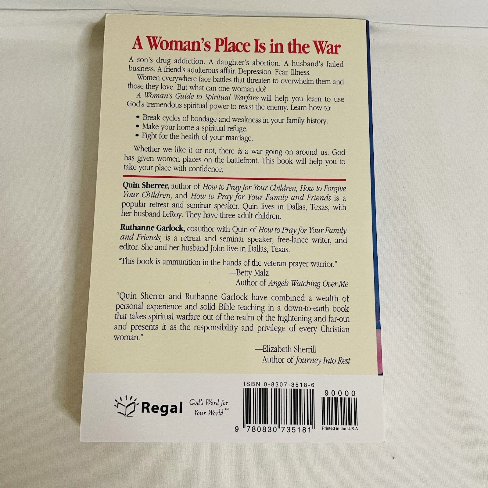 A Woman’s Guide To Spiritual Warfare Quin Sherrer & Ruthanne Garlock Paperback