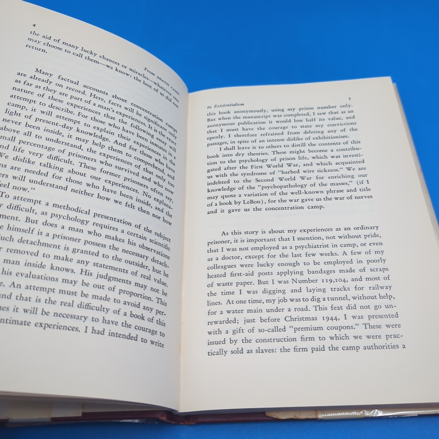 From Death-Camp to Existentialism Viktor Frankl 1959 1st Edition 1st Print HCDJ