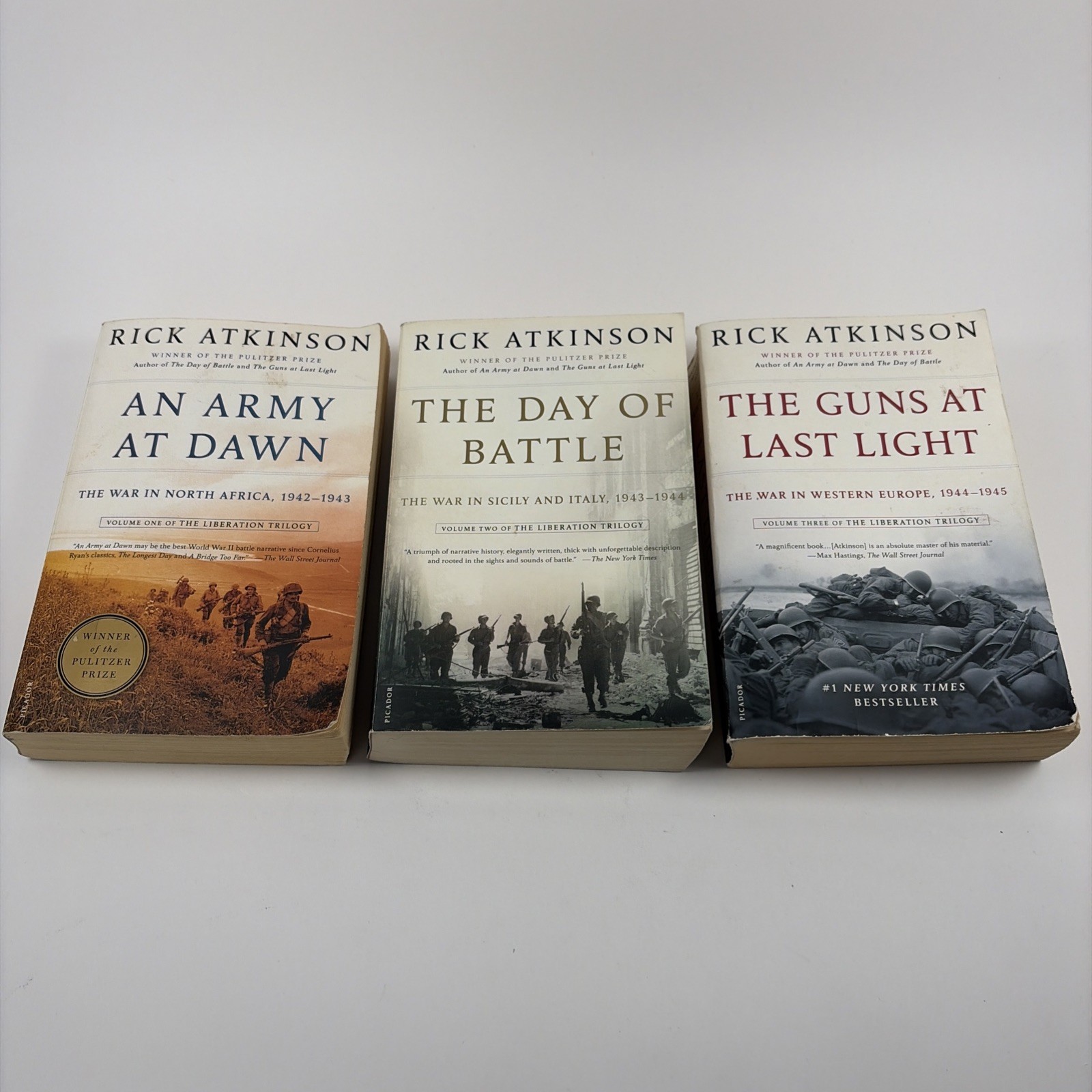 The Liberation Trilogy Soft Cover Paperback – Rick Atkinson Signed- 3 book set