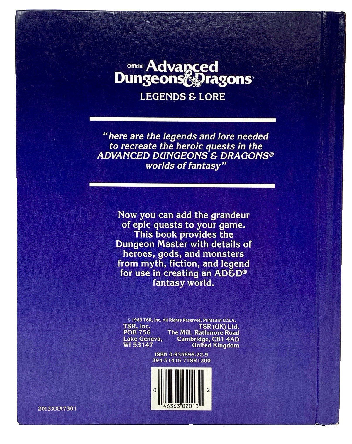 Advanced Dungeons & Dragons Legends & Lore TSR (1984) 1st Printing #2013