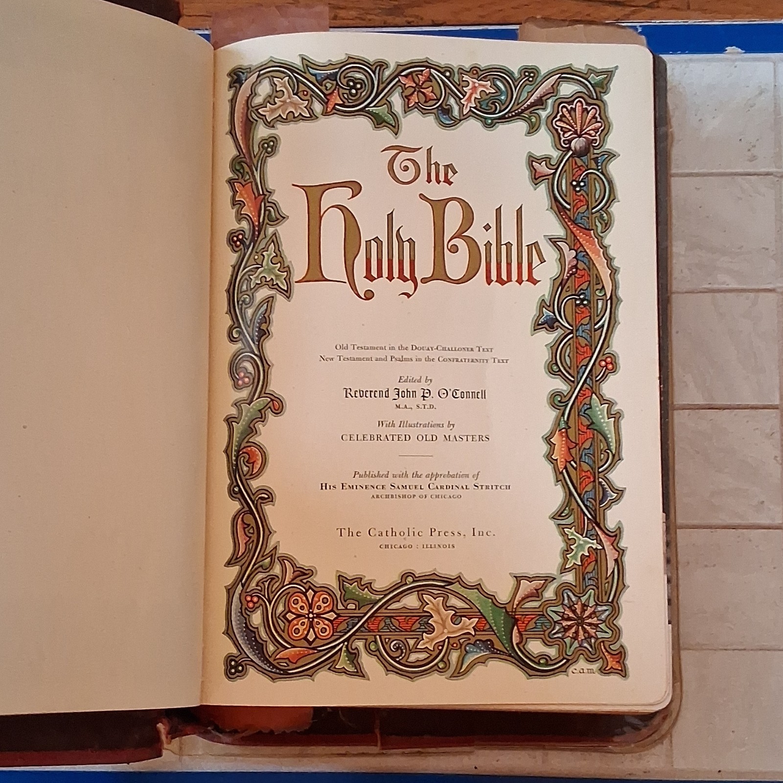 The Holy Bible Papal Edition Hardcover Illustrated The Catholic Press, Inc. 1952