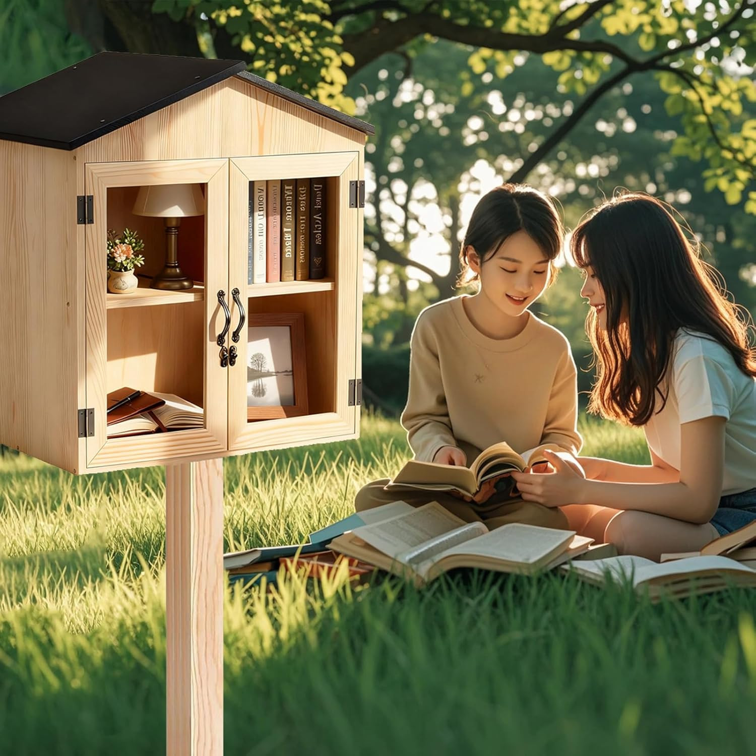 Little Library Box Outdoor Wooden outside Library Book Box Literature Exchange B