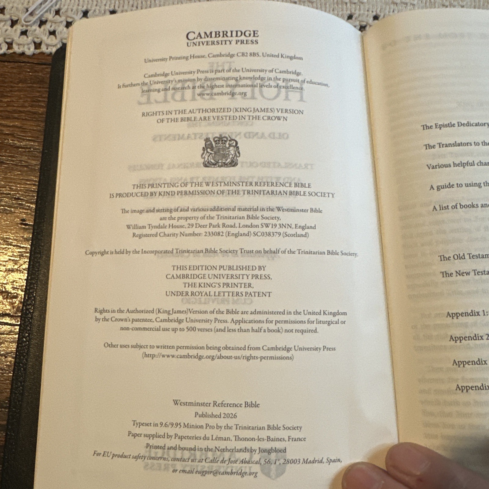 Cambridge Westminster KJV Ref Bible Black Goatskin Brand New!
