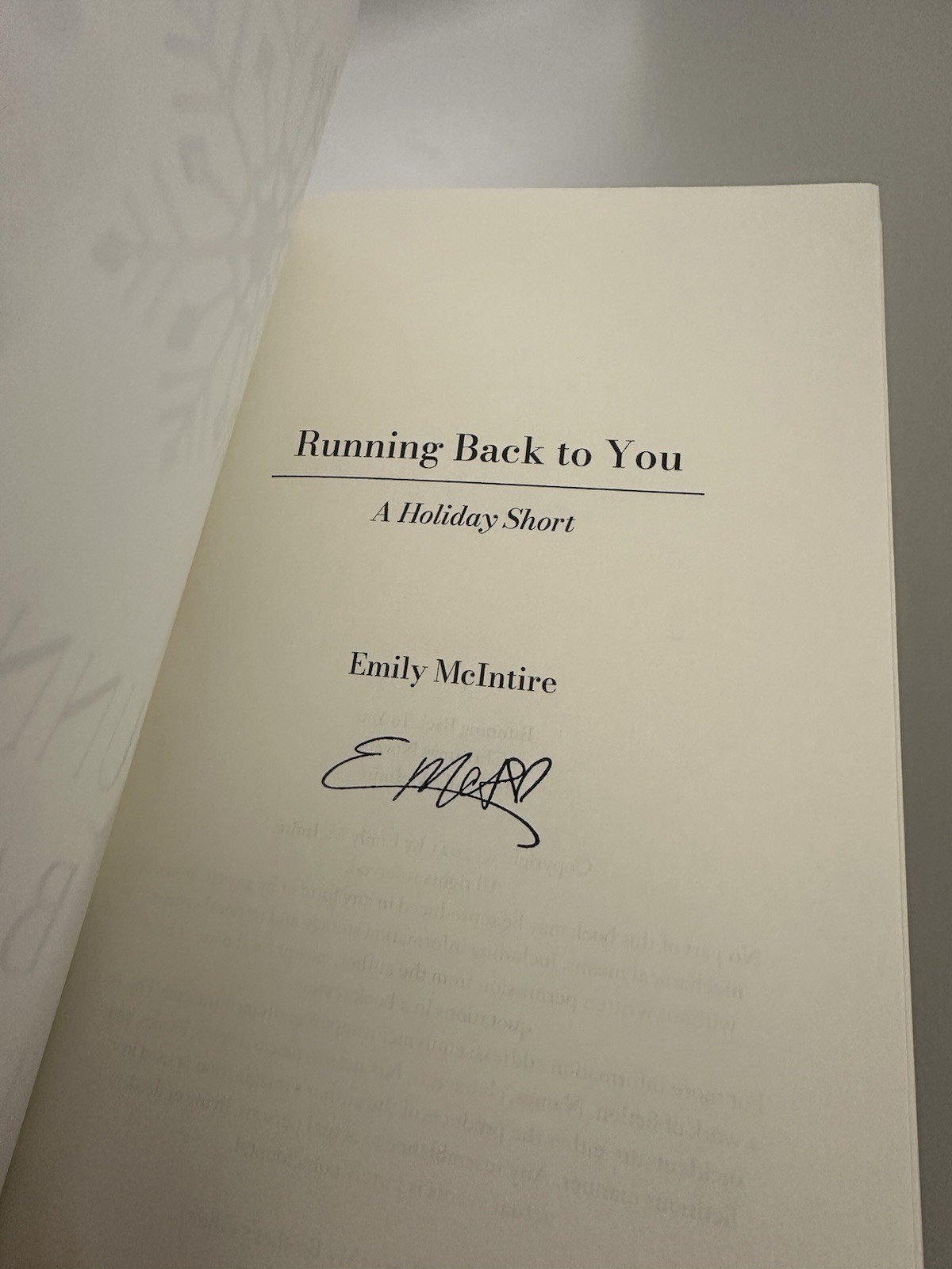 Emily McIntire Running Back to You Paperback Signed by Author